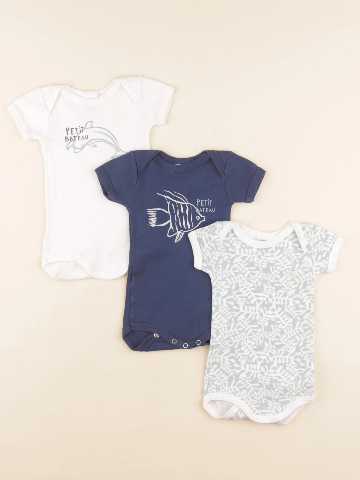 Petit Bateau - lot de 3 bodies en coton multicolore - 3 mois