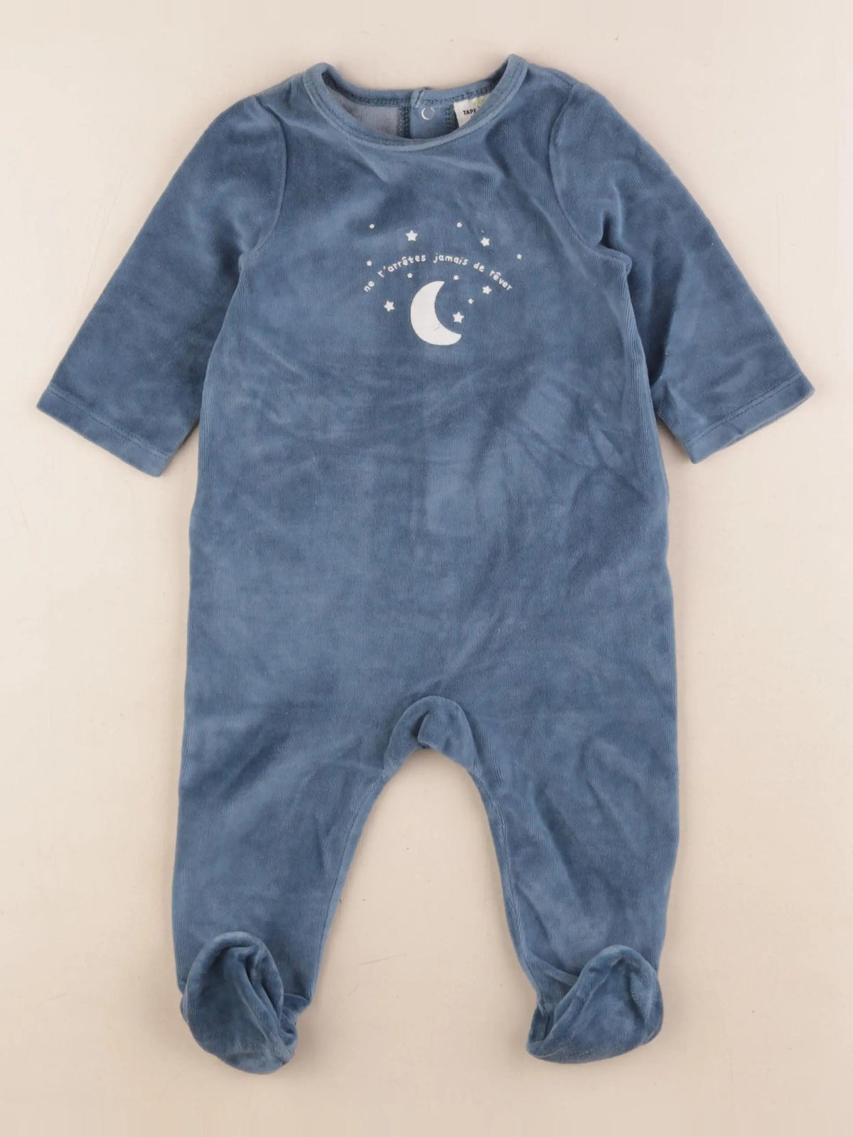 Tape à l'oeil - pyjama velours bleu - 9 mois