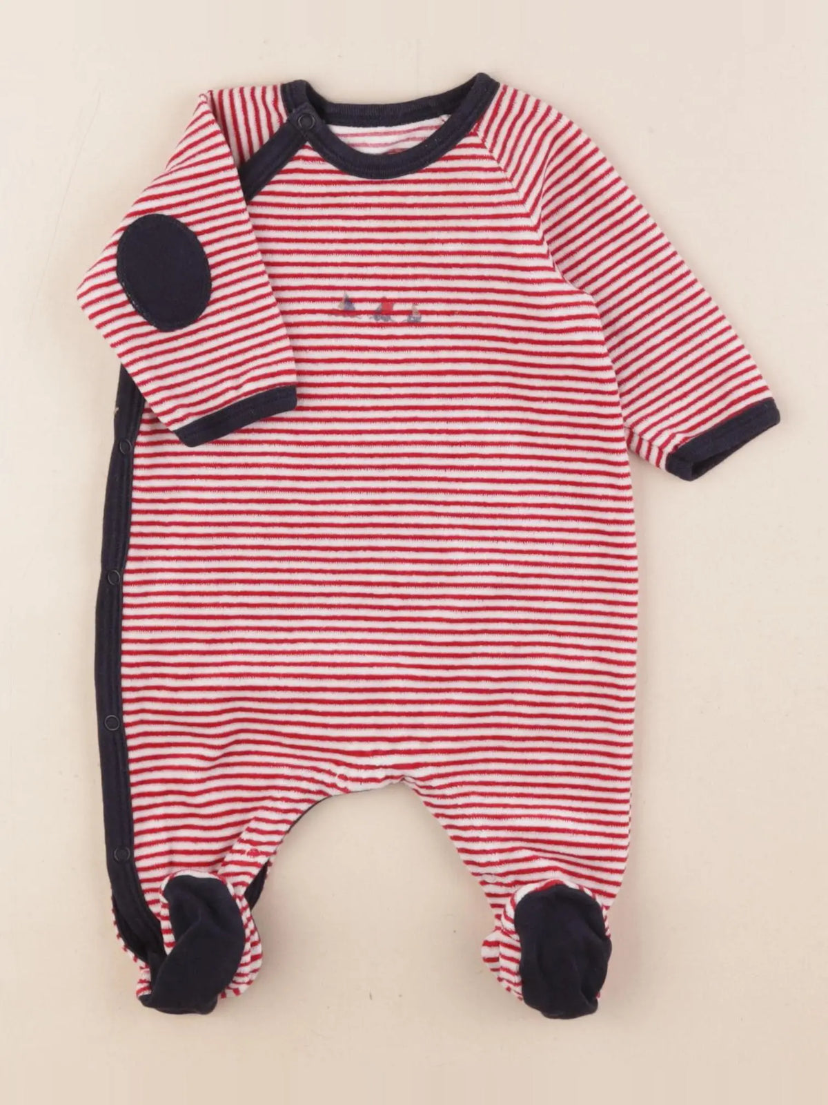 Petit Bateau - pyjama velours rouge - 1 mois