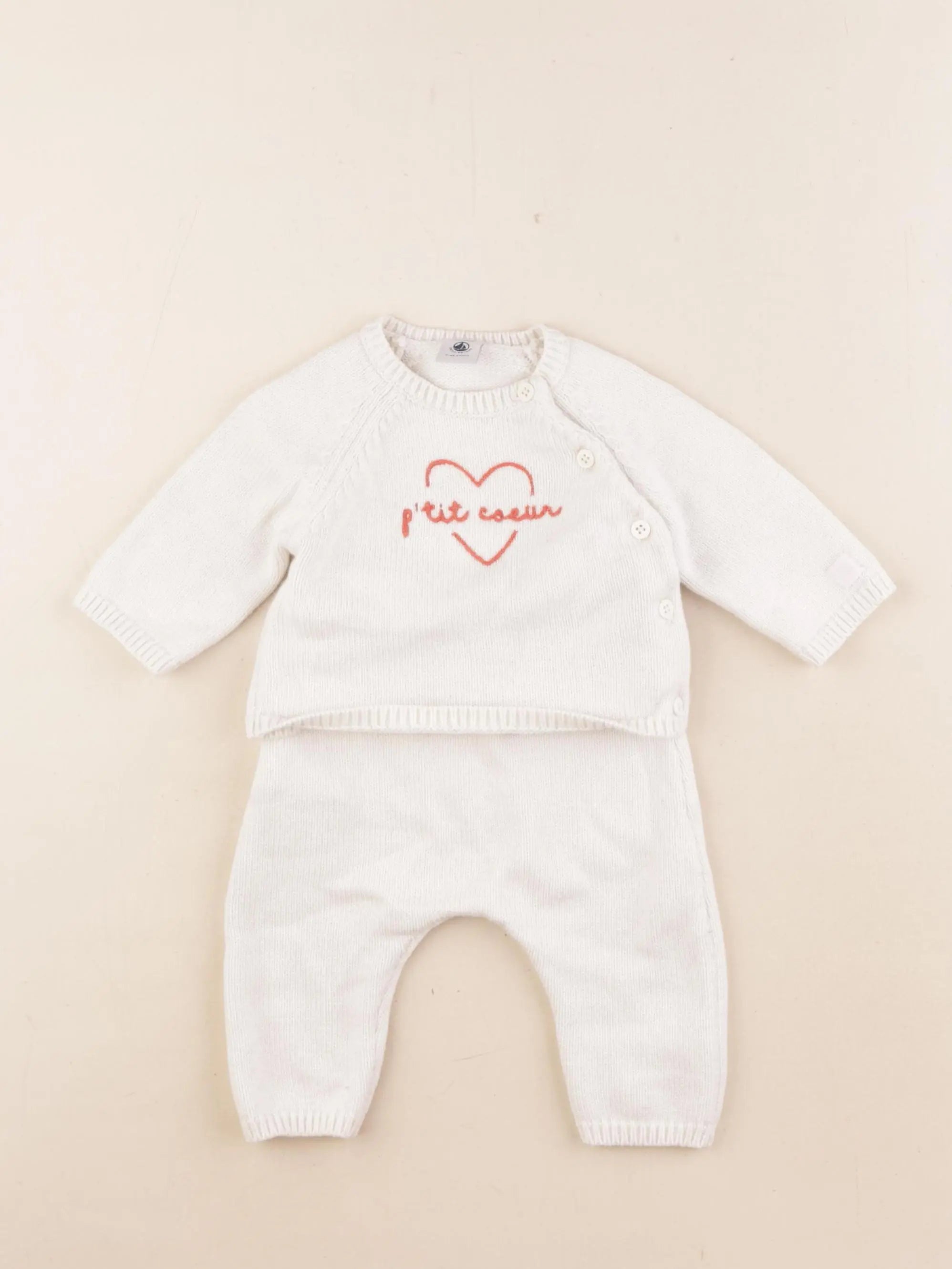 Petit Bateau - ensemble blanc - 3 mois