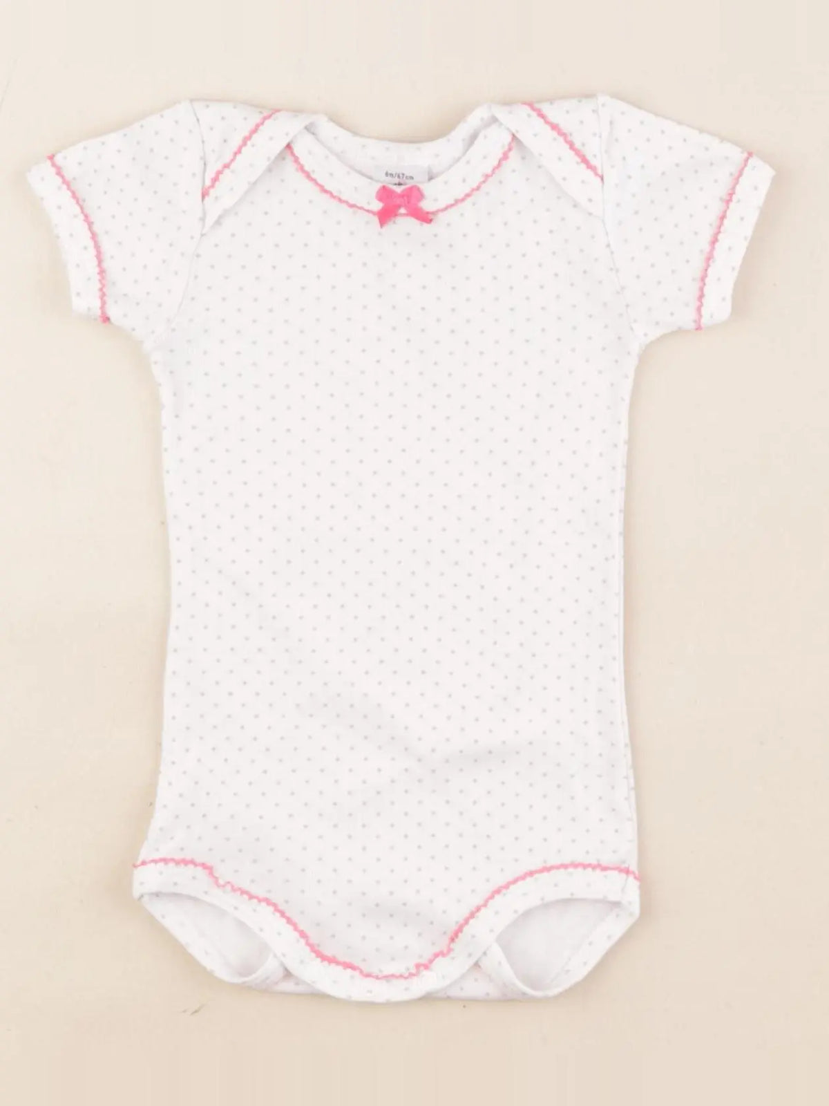 Petit Bateau - body blanc, rose - 6 mois