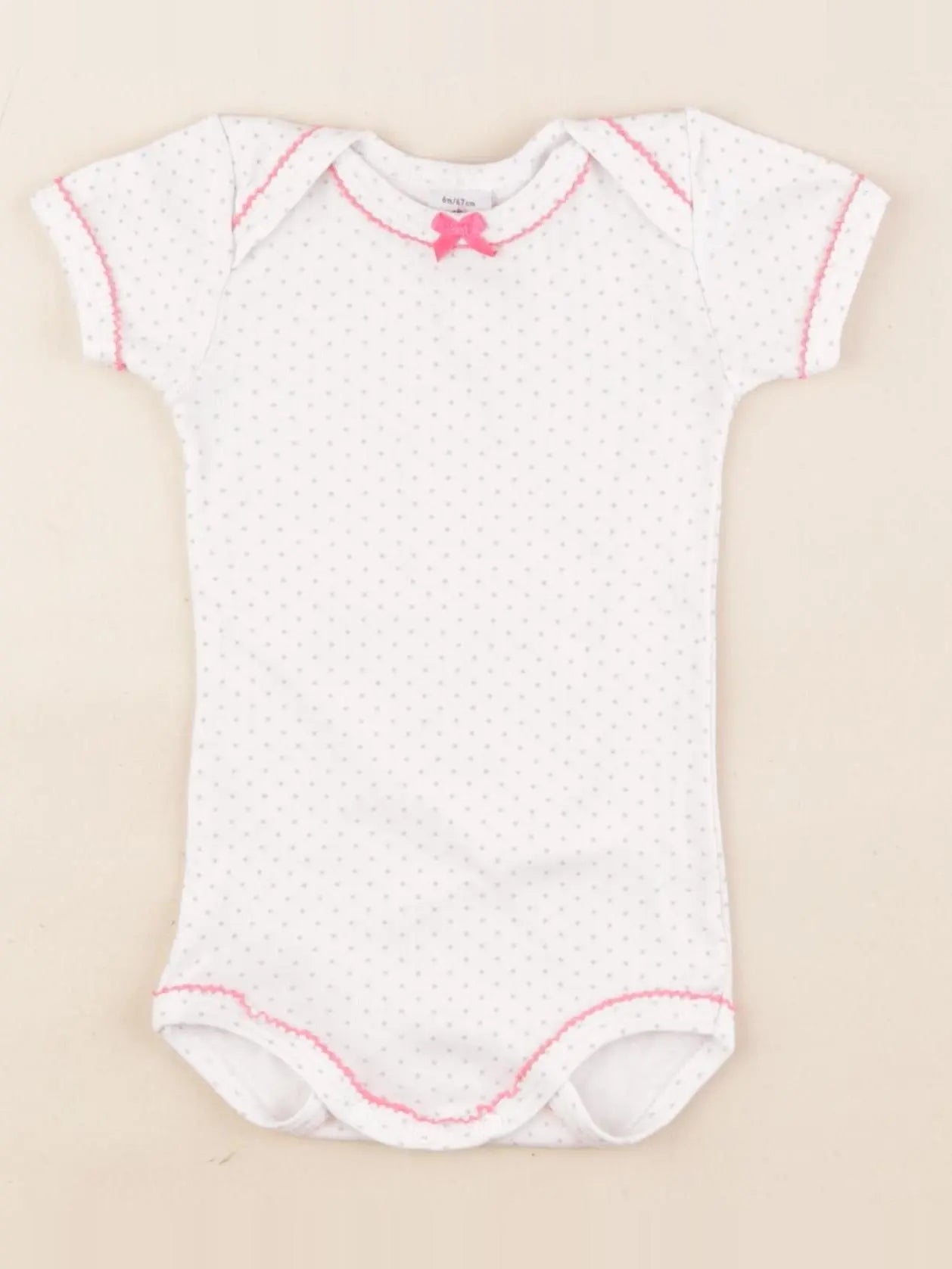 Petit Bateau - body blanc, rose - 6 mois