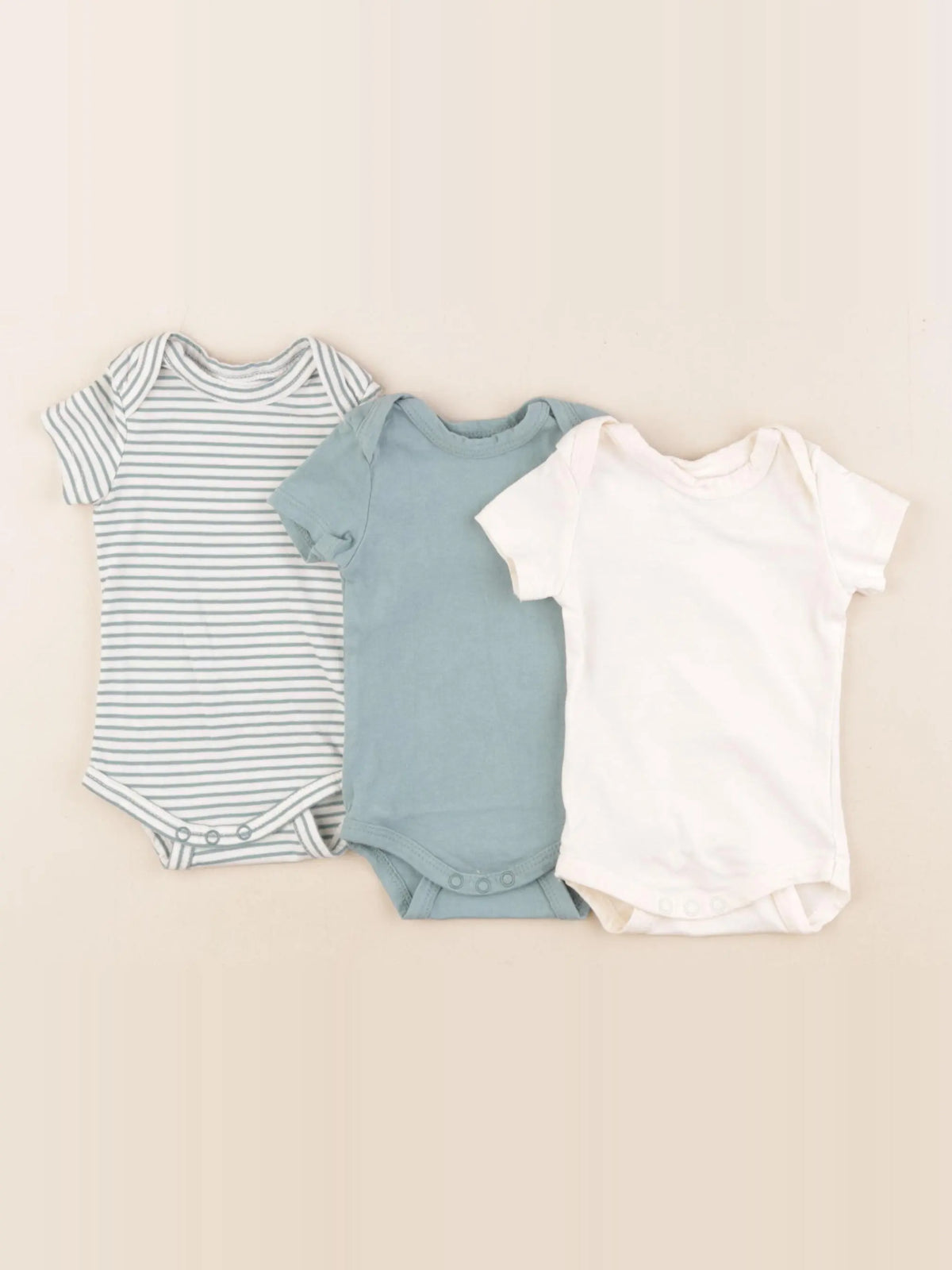 Tape à l'oeil - lot de 3 bodies en coton beige, vert - 0 mois