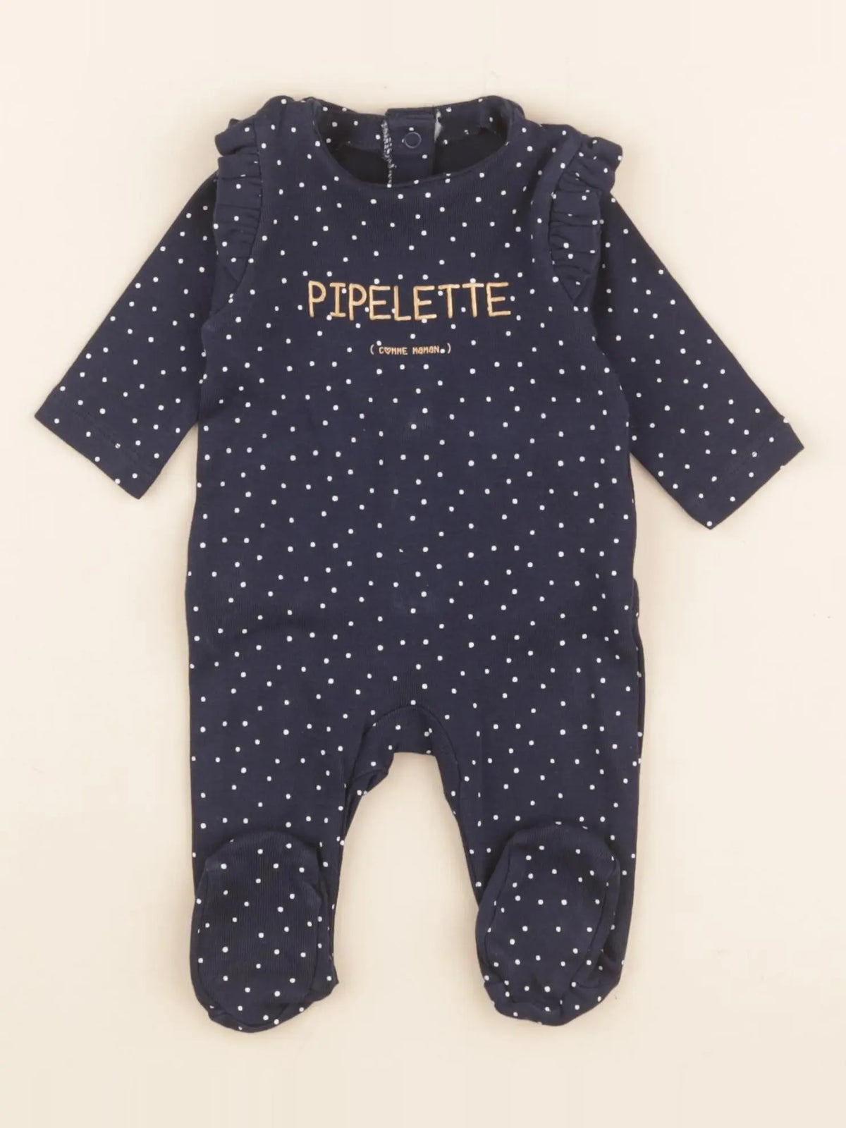 Vertbaudet - pyjama coton bleu, or - 1 mois