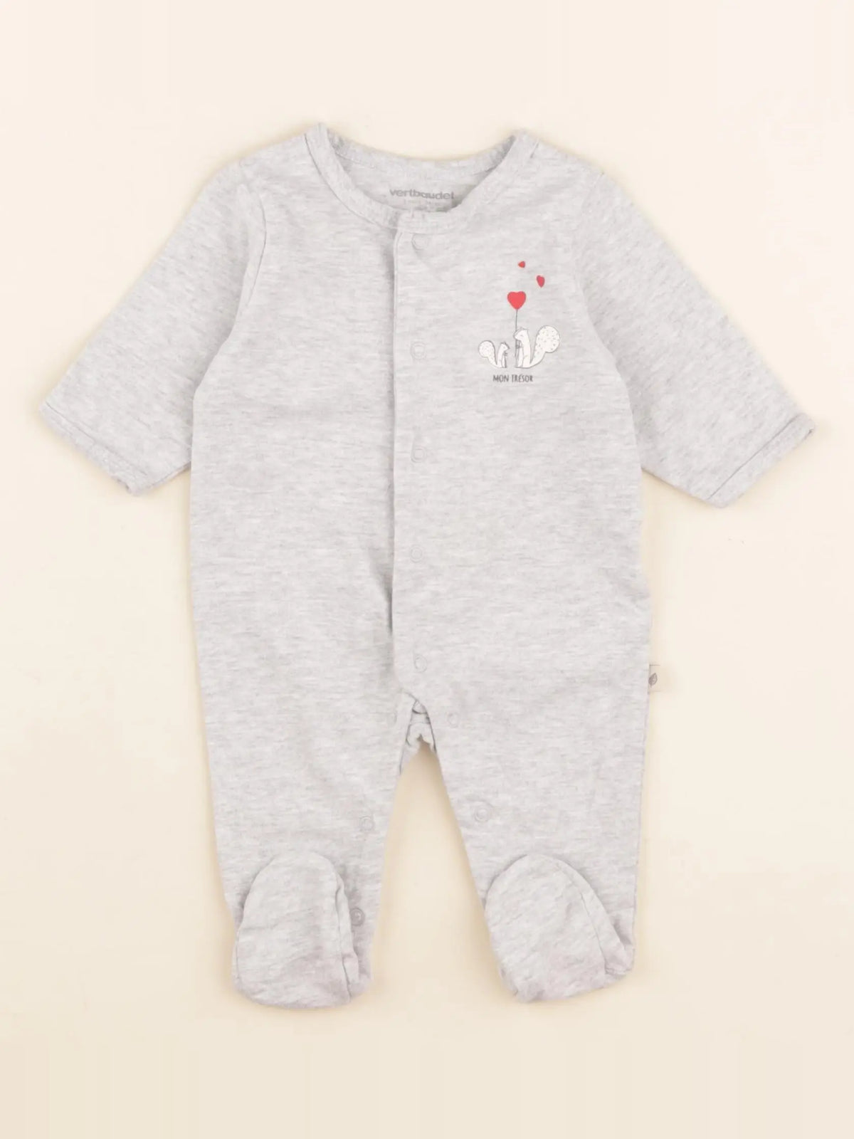 Vertbaudet - pyjama coton gris - 1 mois