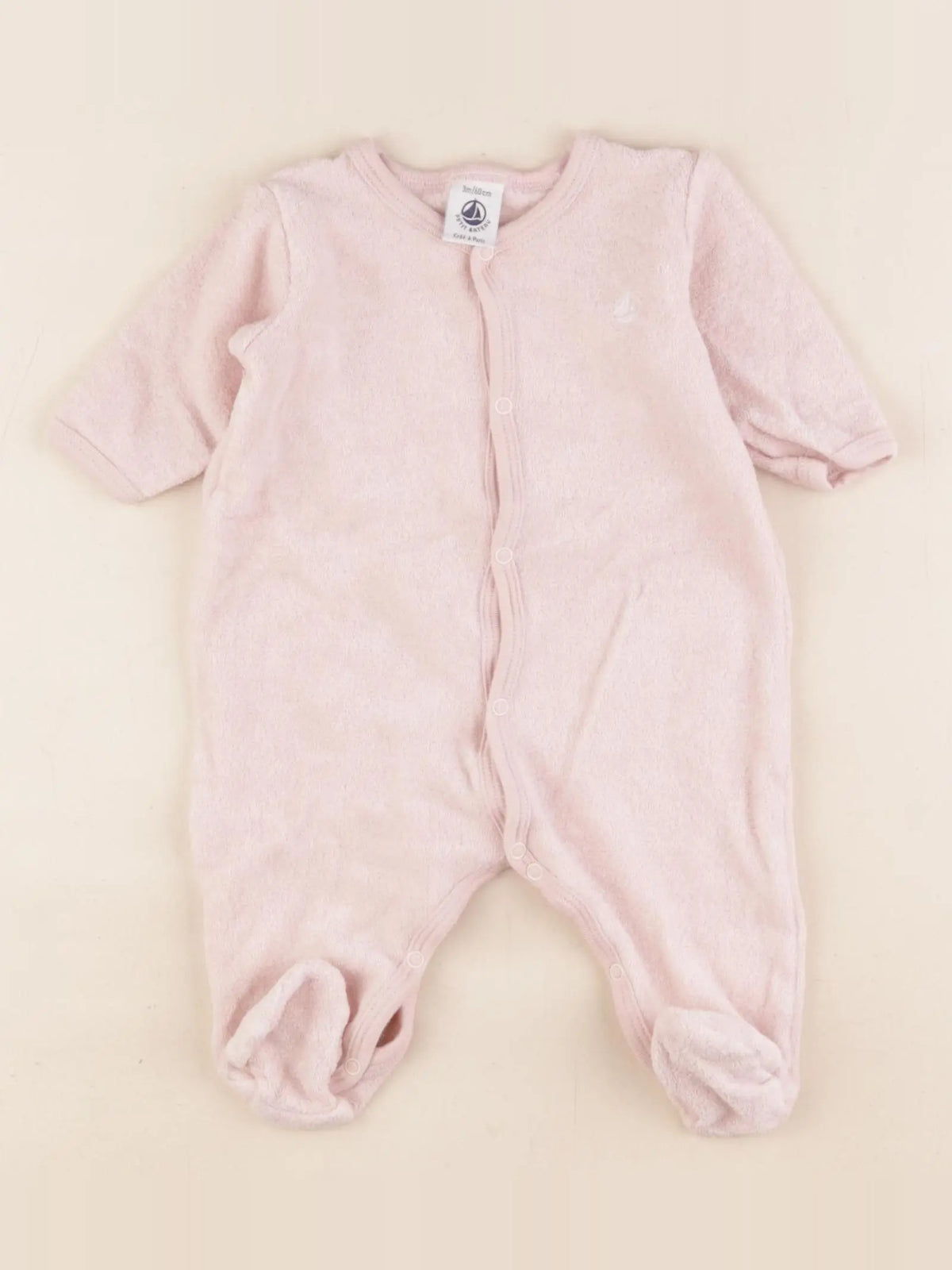 Petit Bateau - pyjama velours rose - 3 mois