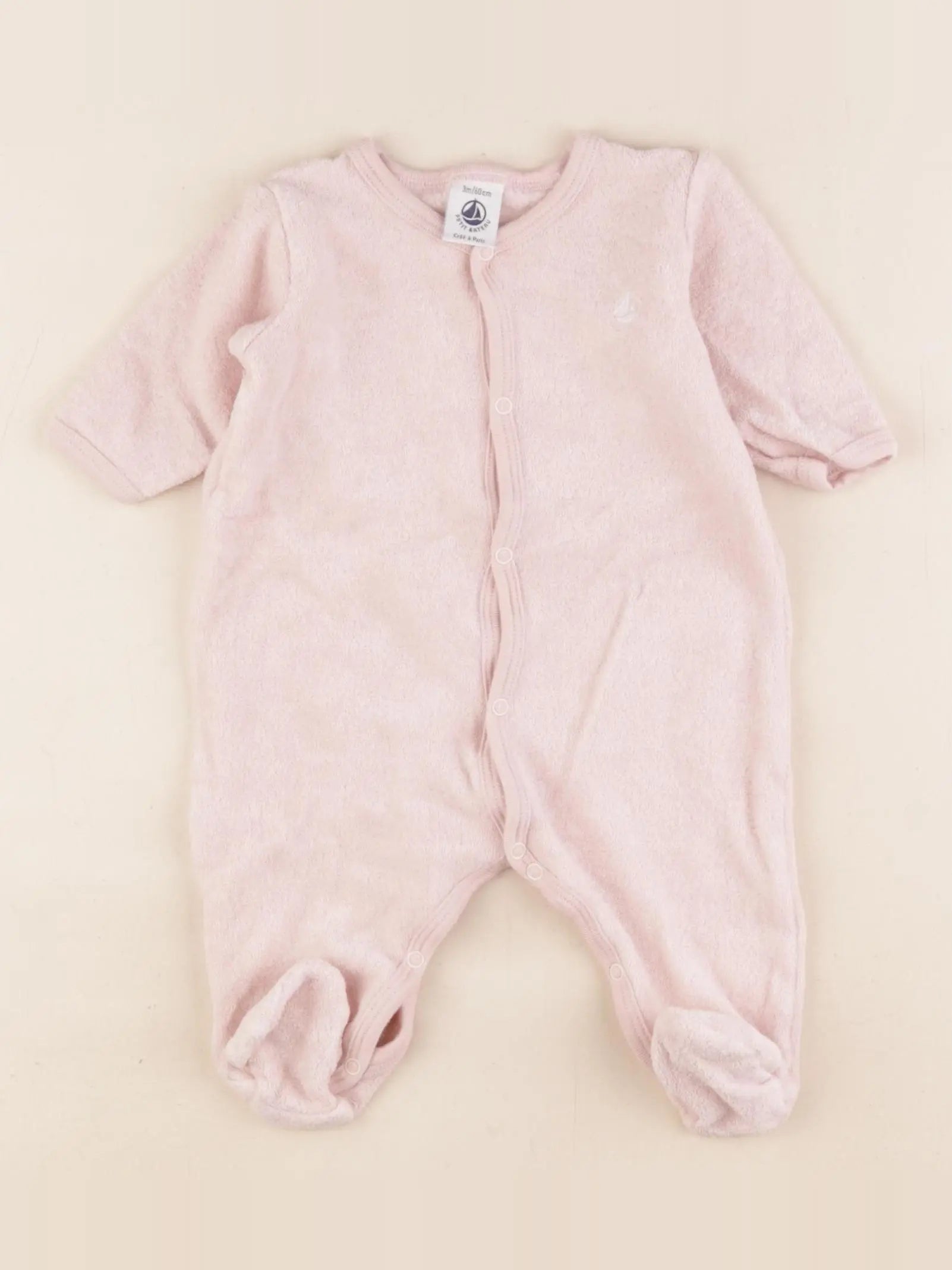Petit Bateau - pyjama velours rose - 3 mois