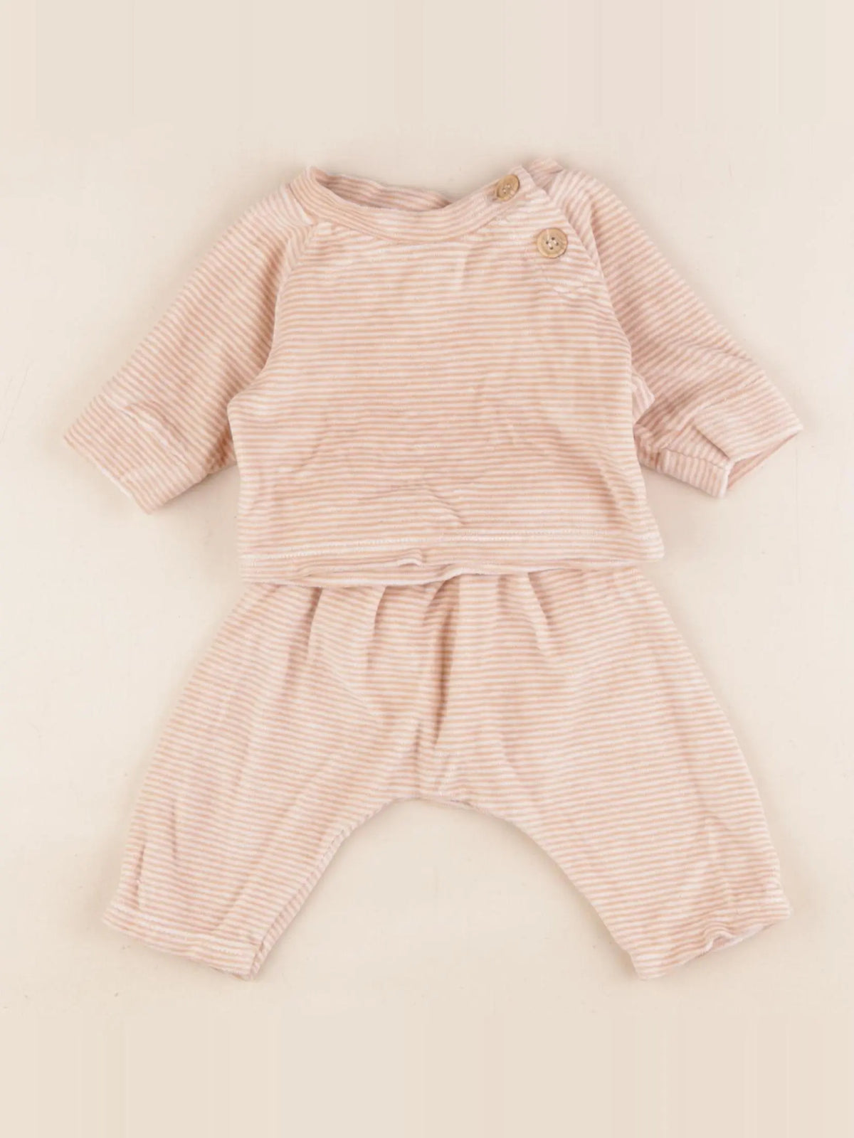 Petit Bateau - pyjama velours beige - 1 mois