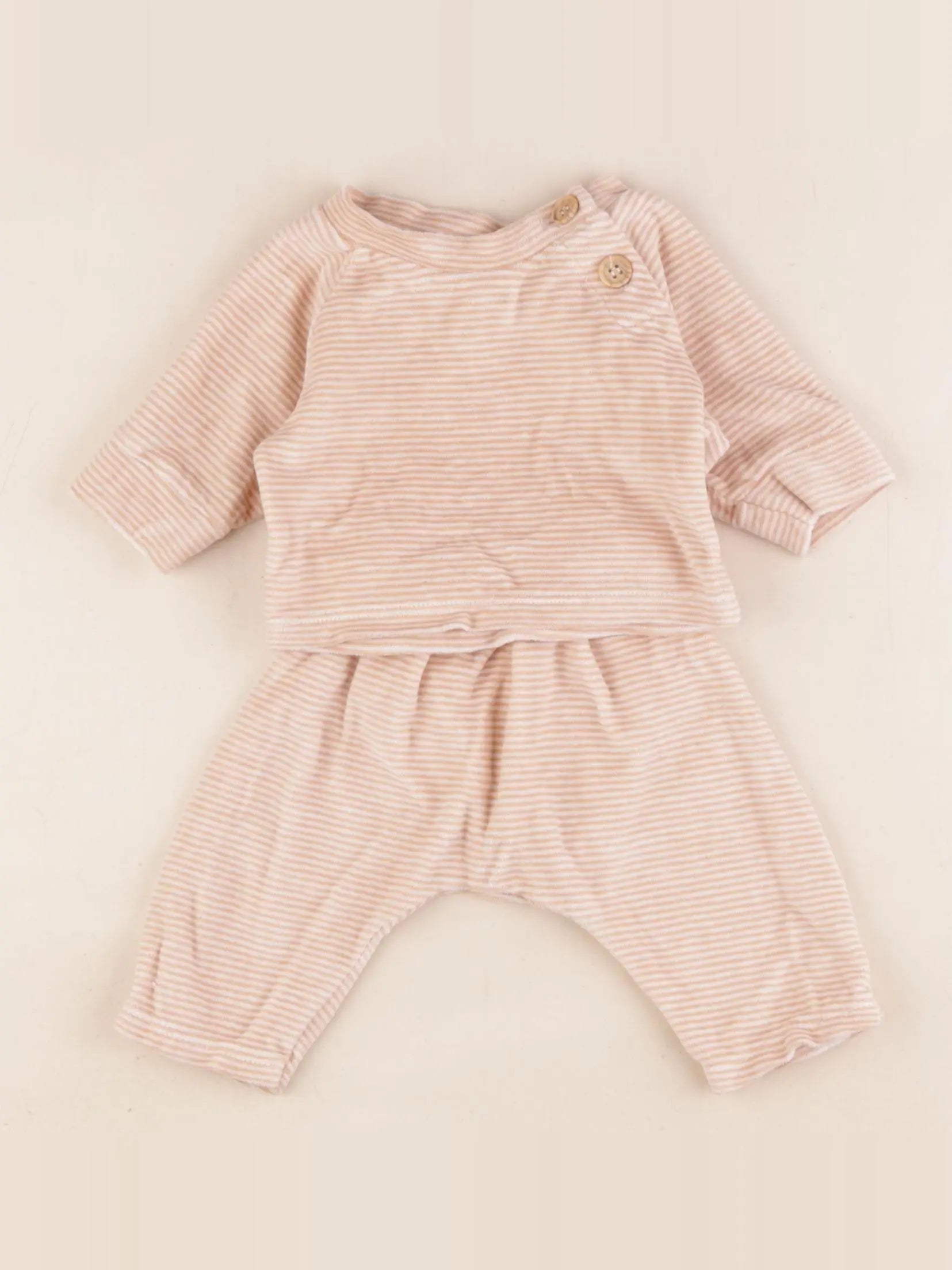 Petit Bateau - pyjama velours beige - 1 mois