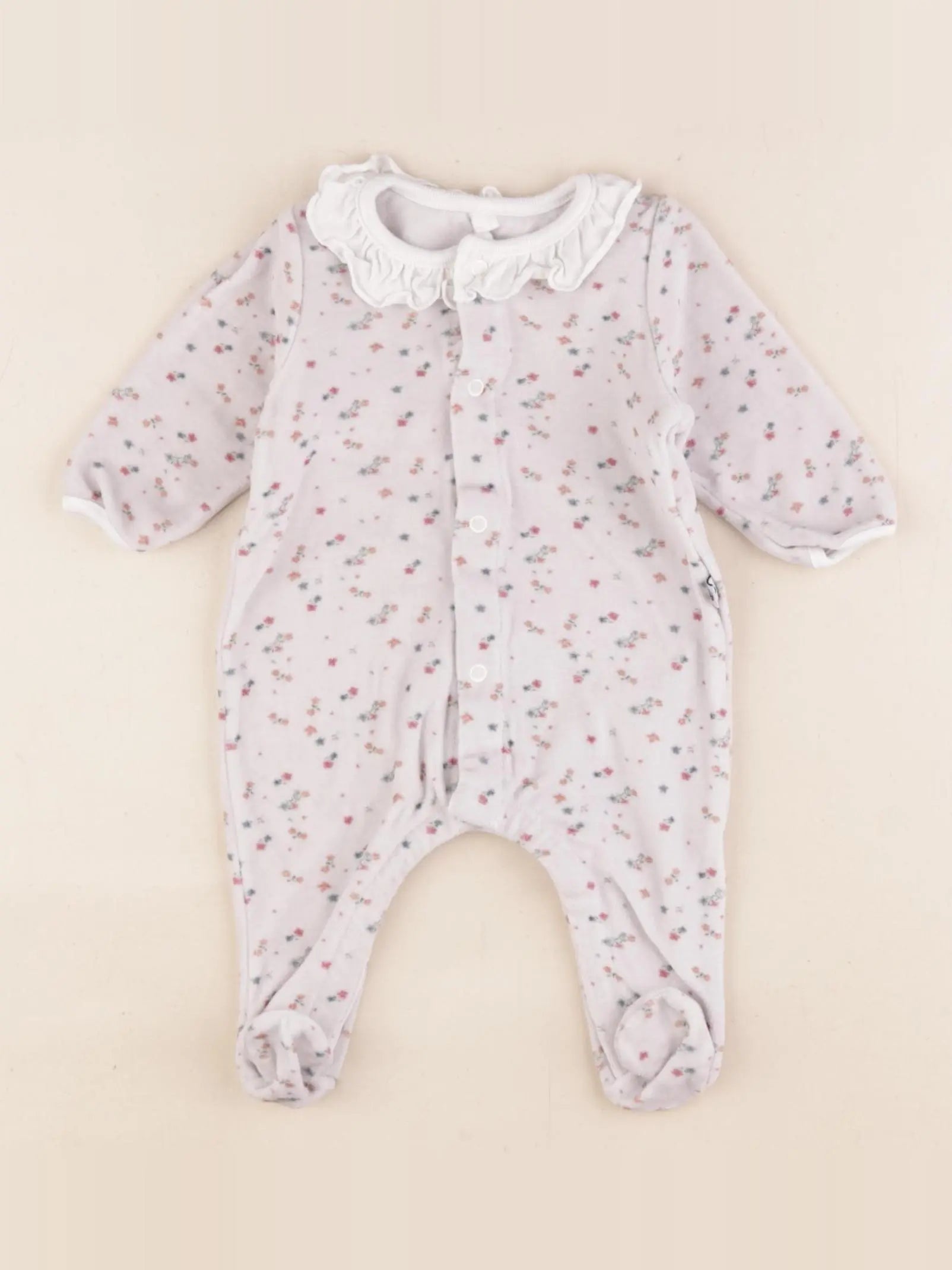 Petit Bateau - pyjama velours gris - 1 mois