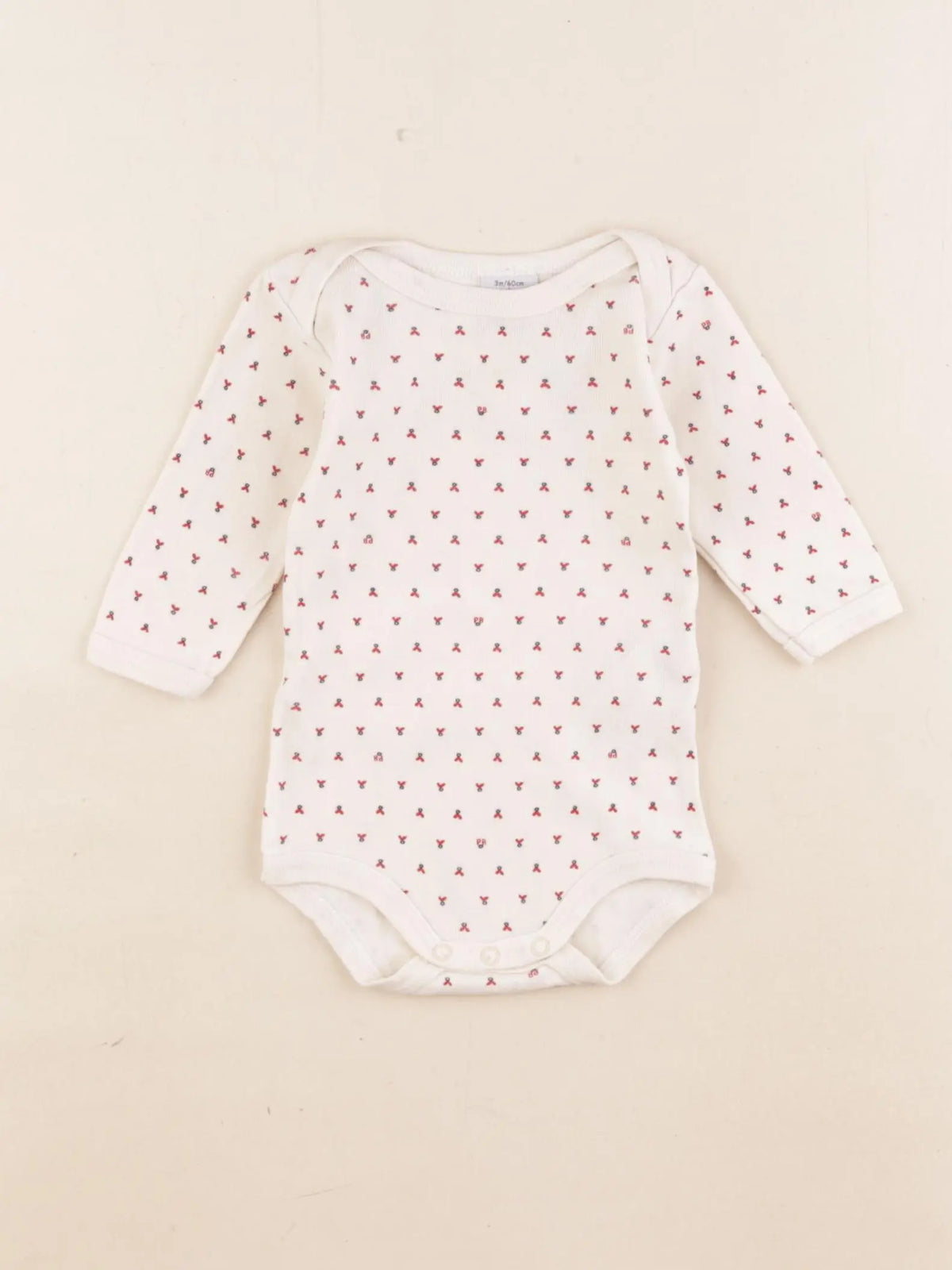 Petit Bateau - body beige, rouge - 3 mois