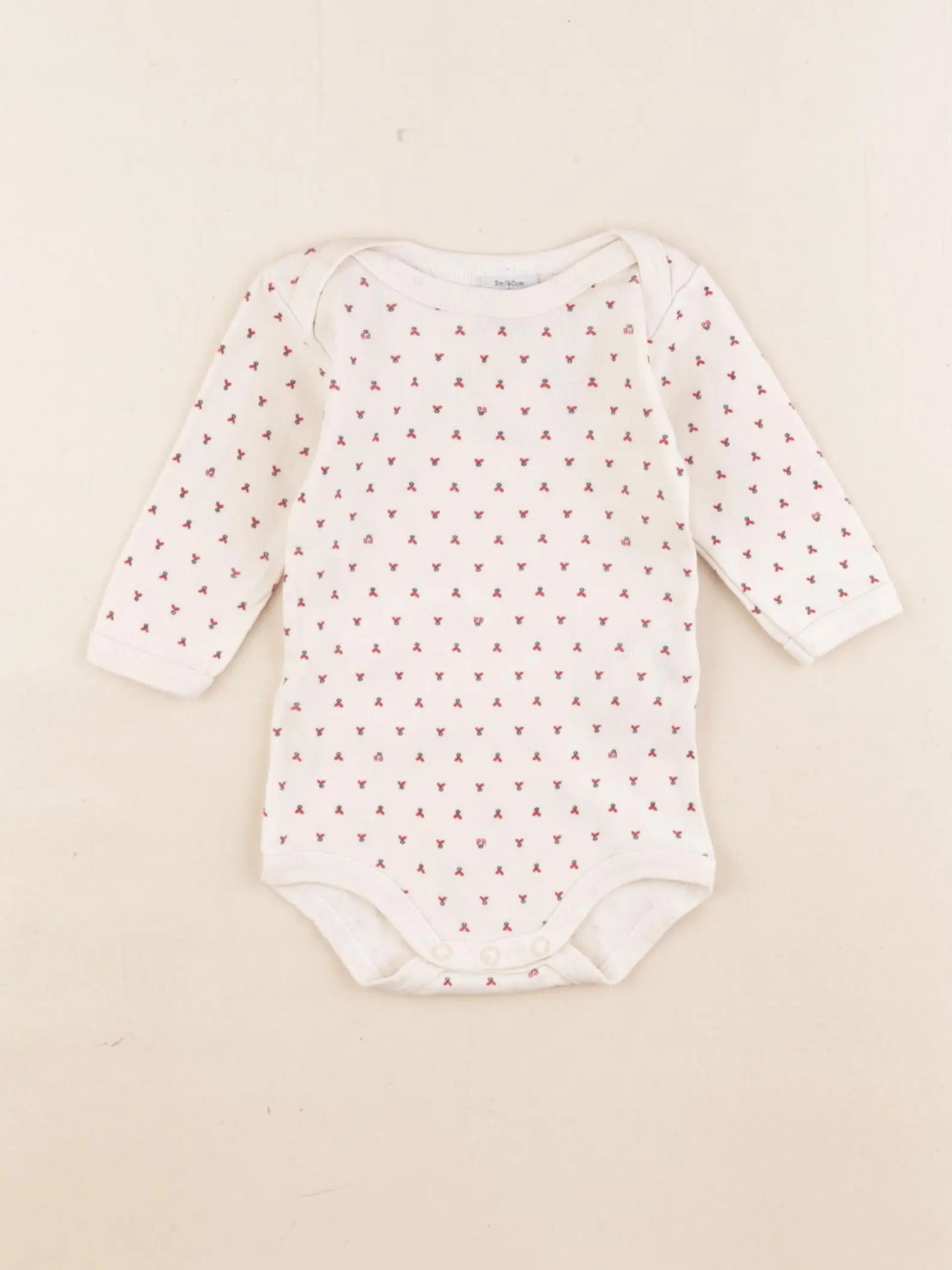 Petit Bateau - body beige, rouge - 3 mois
