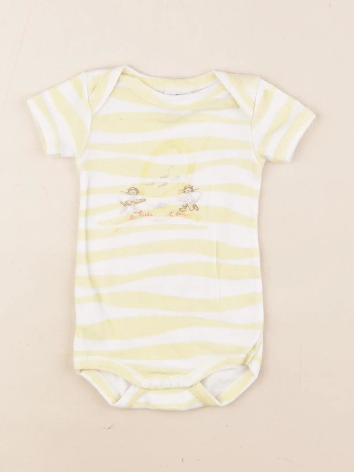 Petit Bateau - body jaune, blanc - 1 mois
