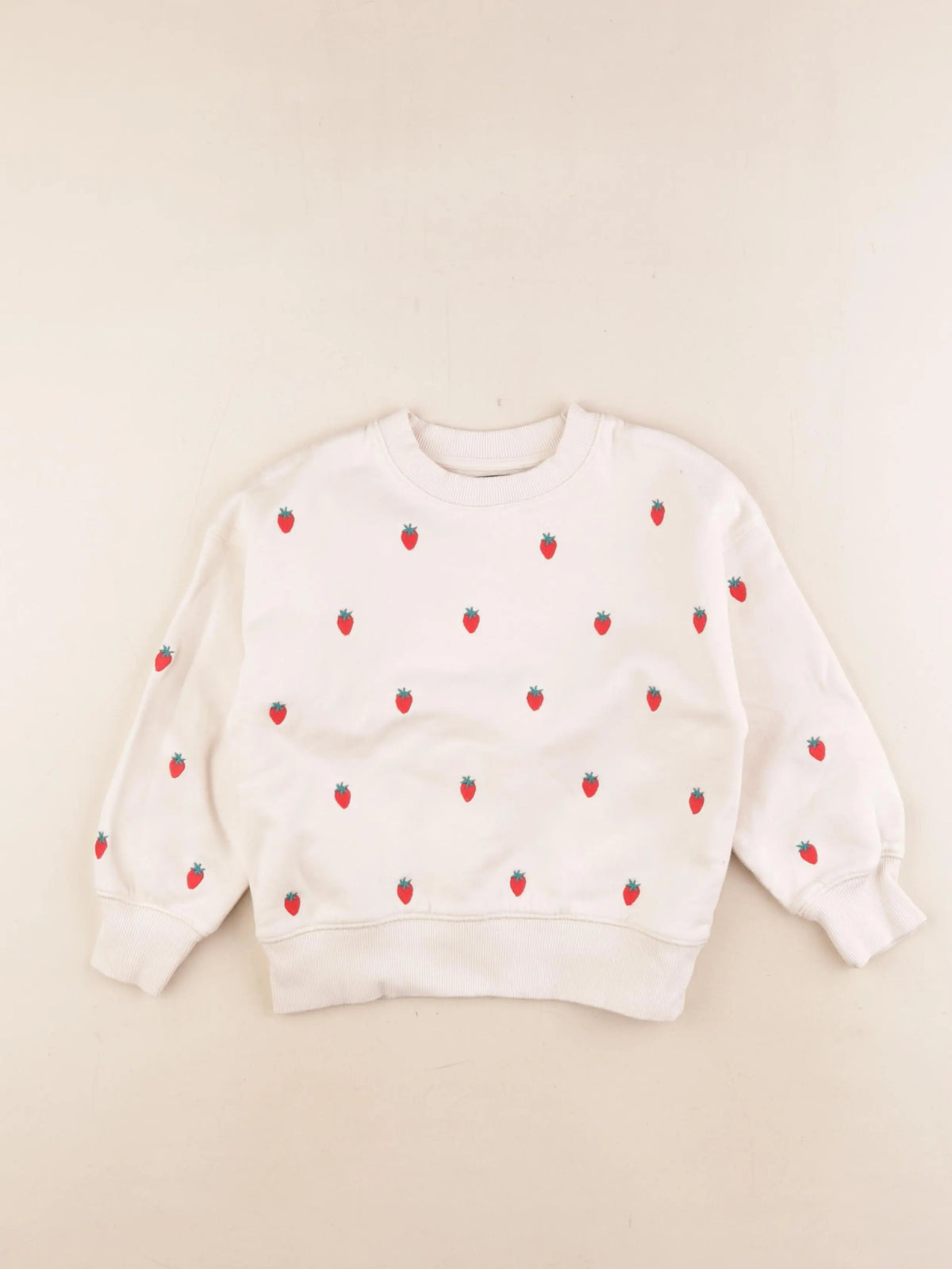 Monoprix - sweat beige, rouge - 6 ans