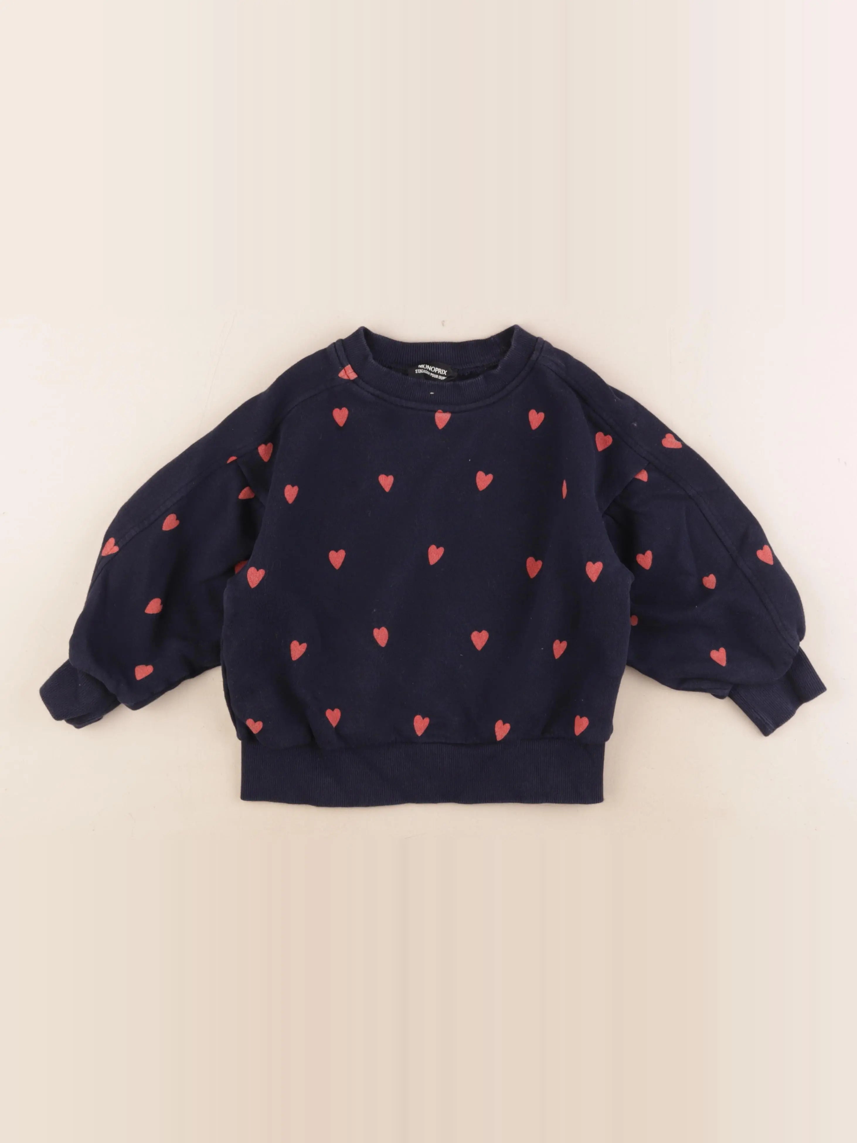 Monoprix - sweat bleu, rouge - 8 ans