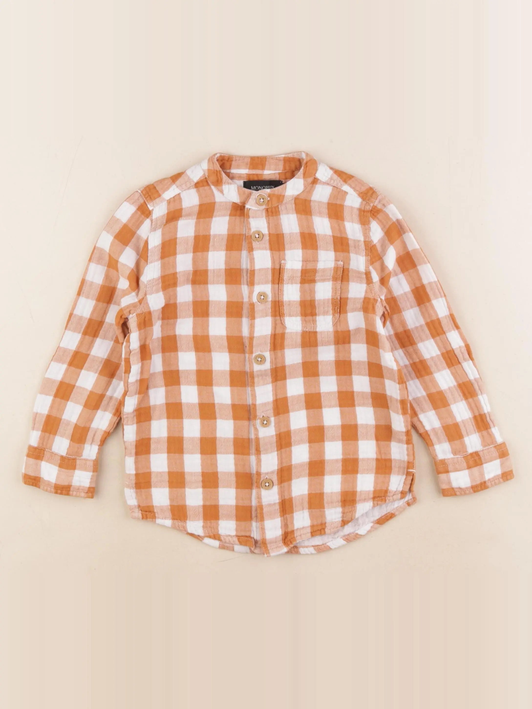 Monoprix - chemise blanc, orange - 3 ans