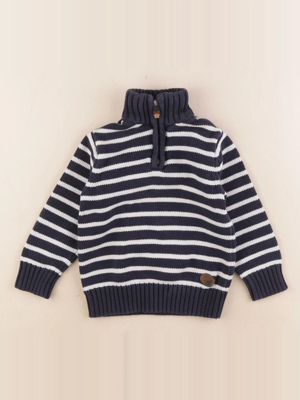 H&M - pull blanc, bleu - 2/4 ans