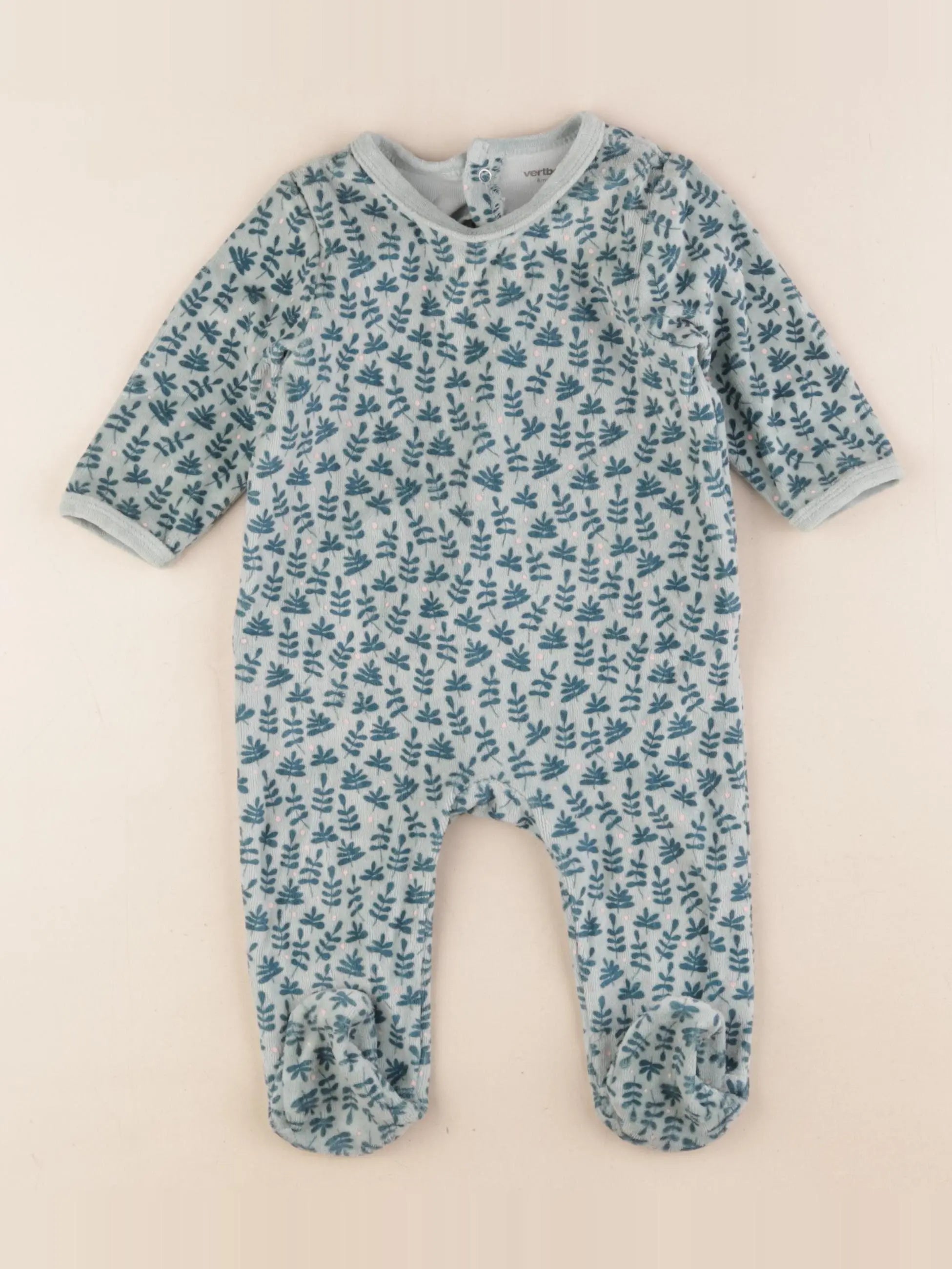 Vertbaudet - pyjama velours vert - 6 mois