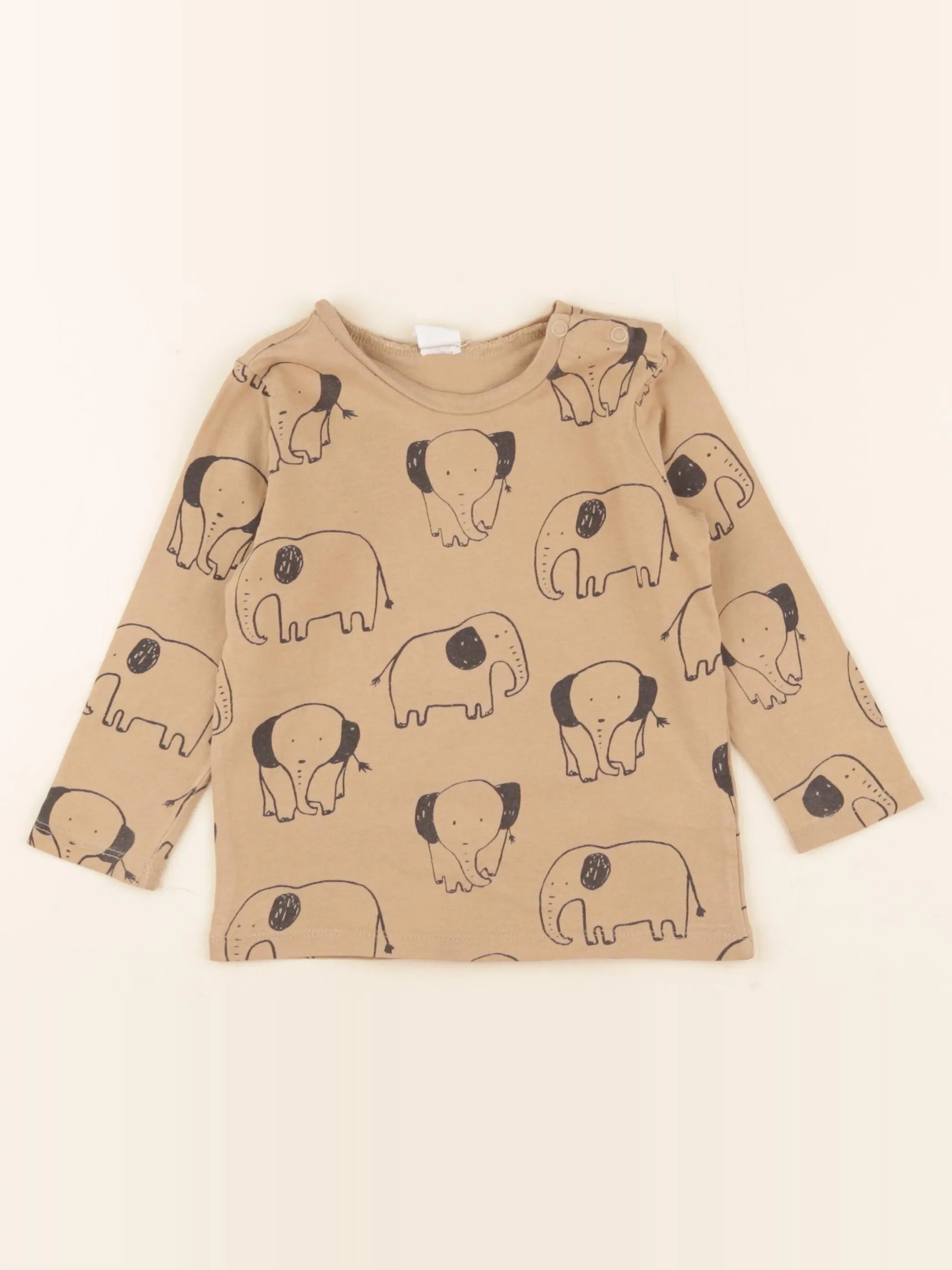 H&M - tee-shirt marron, noir - 12/18 mois