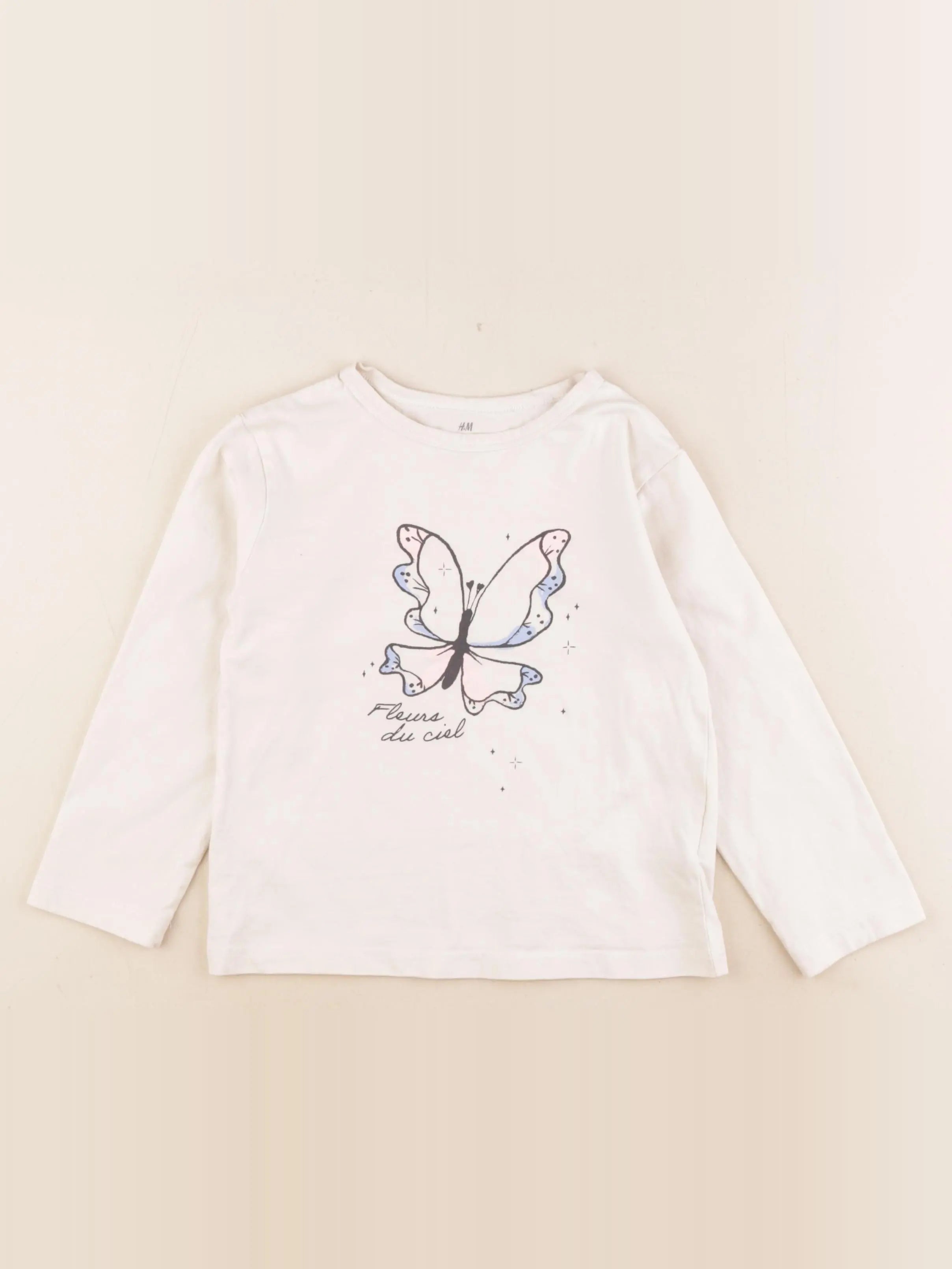 H&M - tee-shirt beige - 4/6 ans