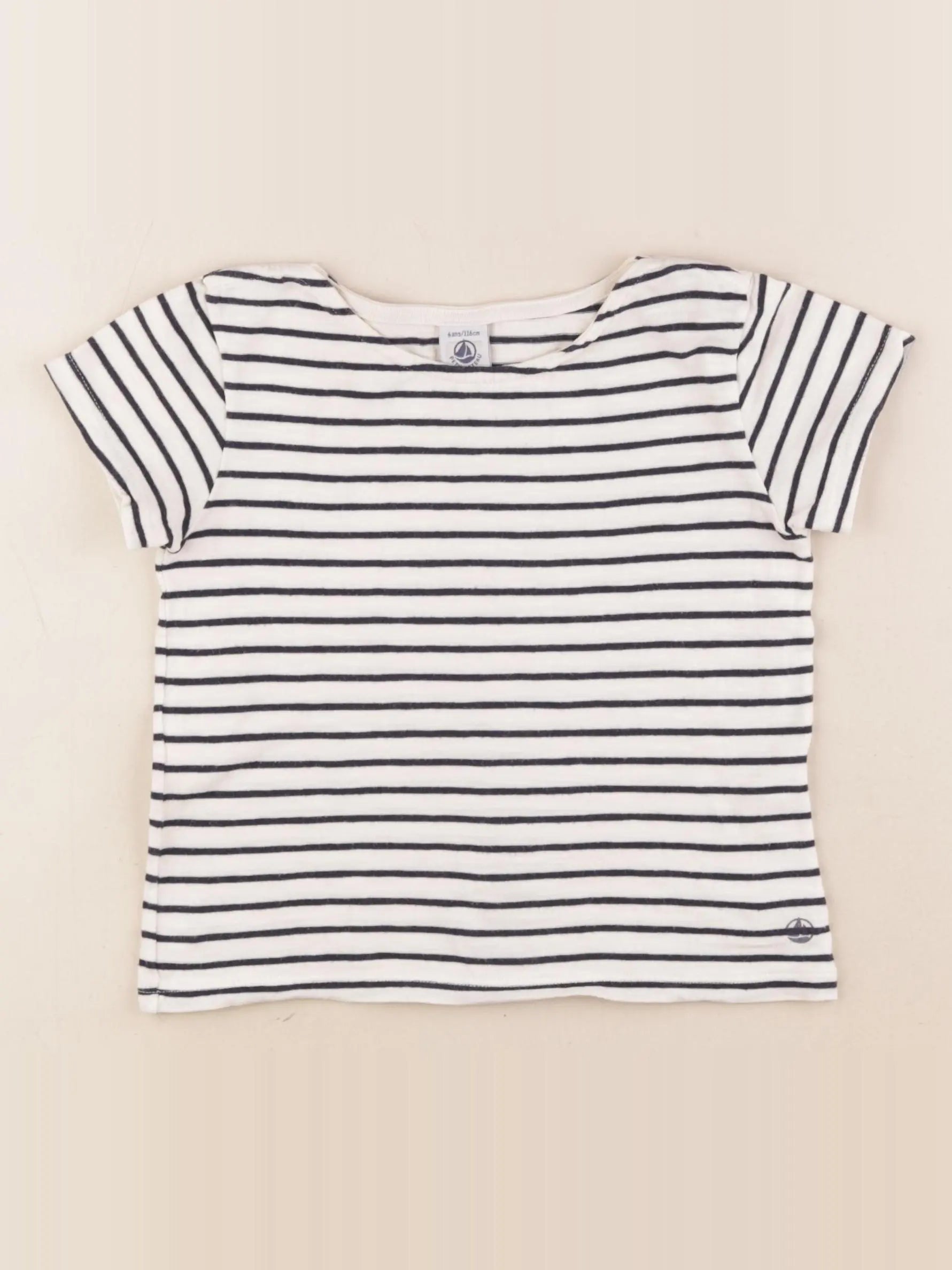 Petit Bateau - tee-shirt blanc, bleu - 6 ans