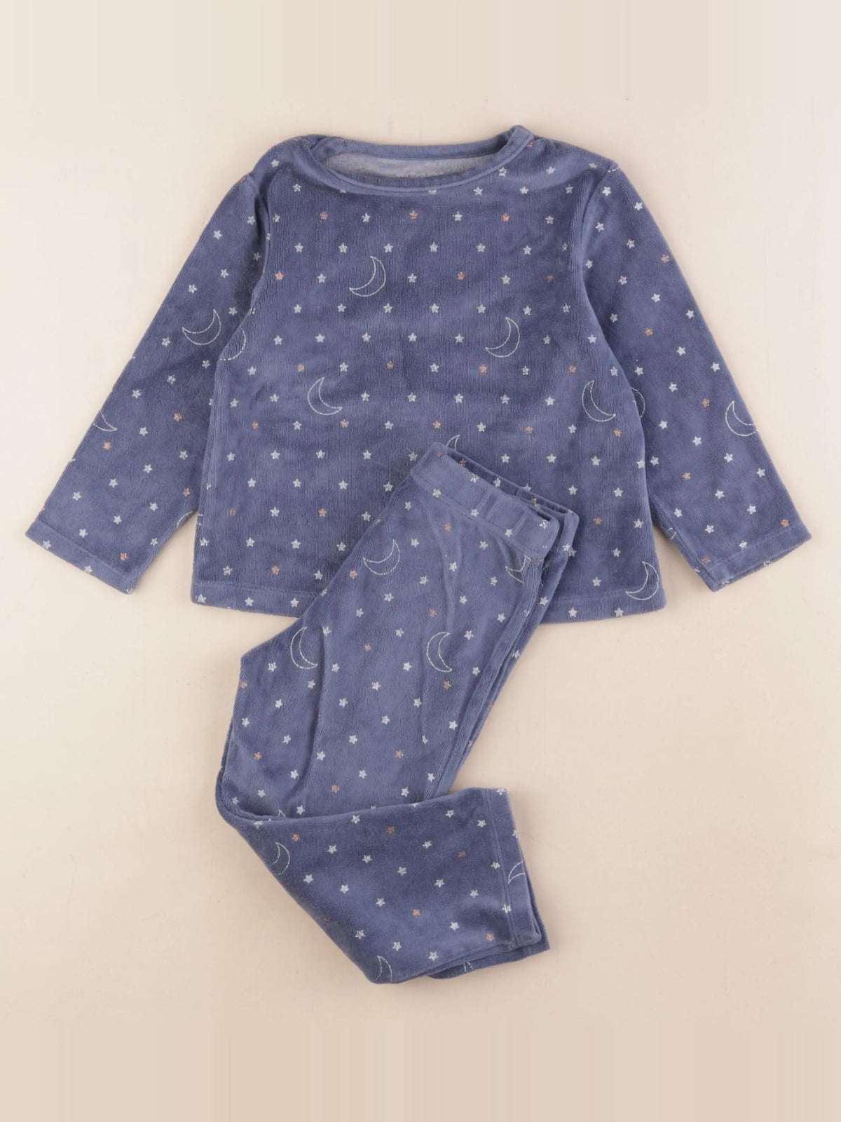 Vertbaudet - pyjama velours bleu - 3 ans