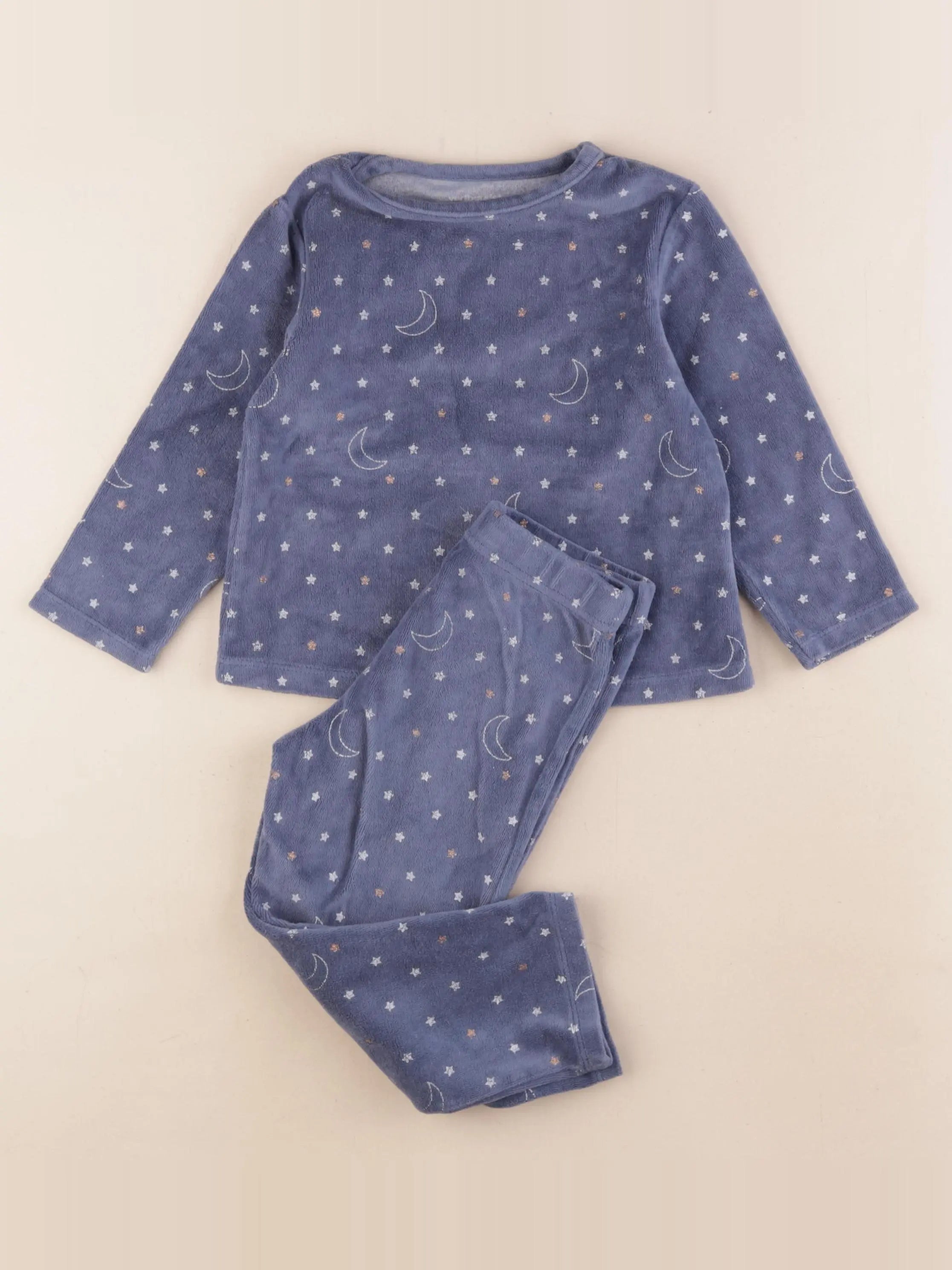 Vertbaudet - pyjama velours bleu - 3 ans