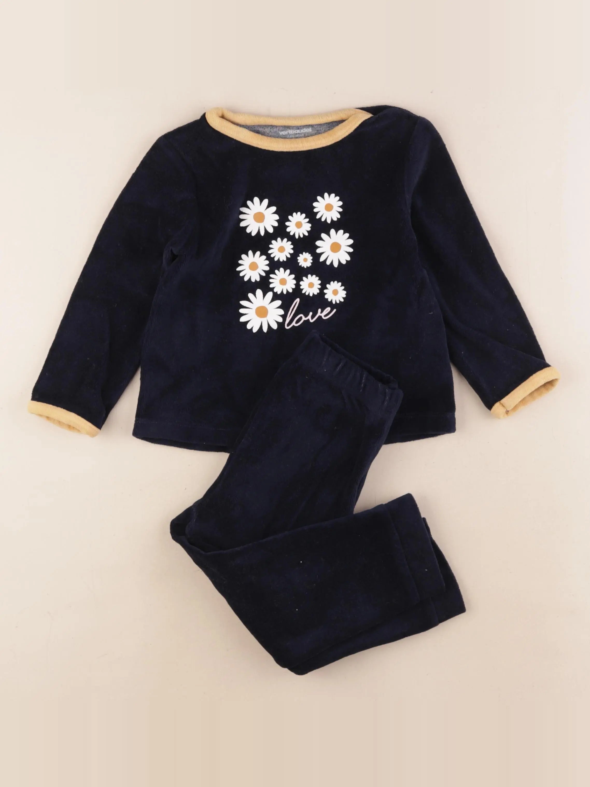 Vertbaudet - pyjama velours bleu - 3 ans