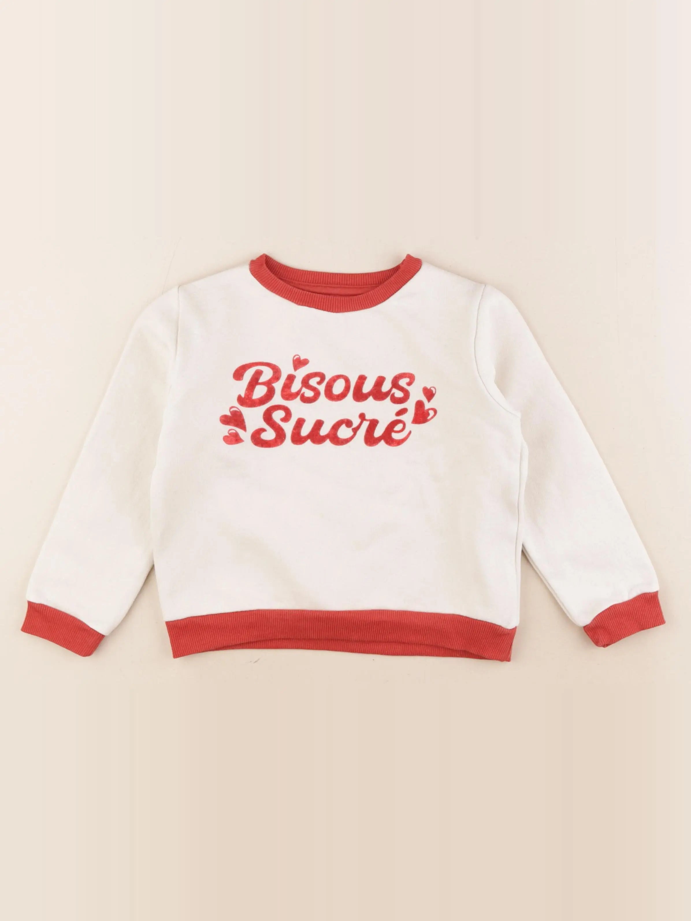 Little Cigogne - sweat rouge, blanc - 4 ans
