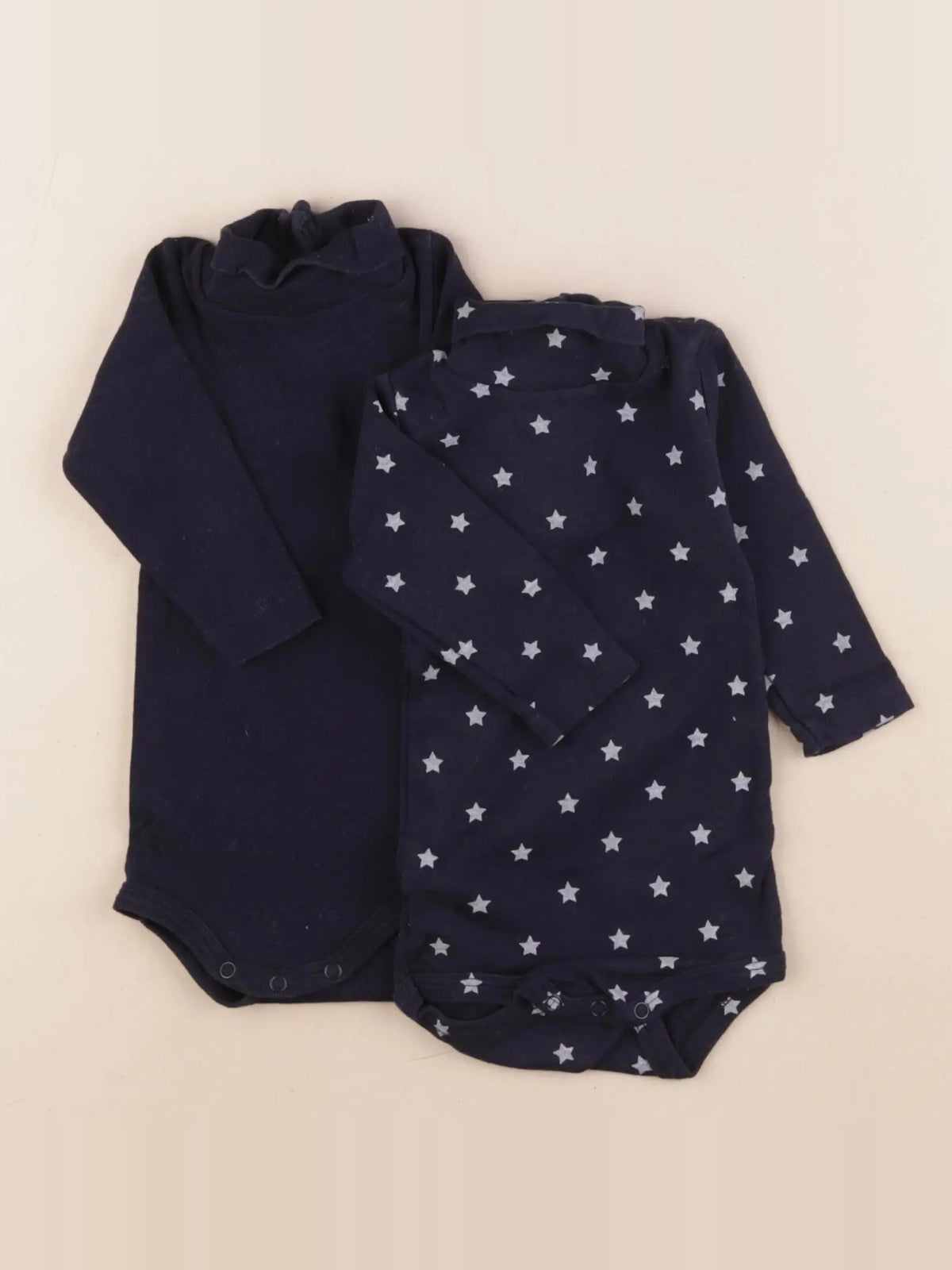 Petit Bateau - lot de 2 bodies en coton bleu - 3 mois