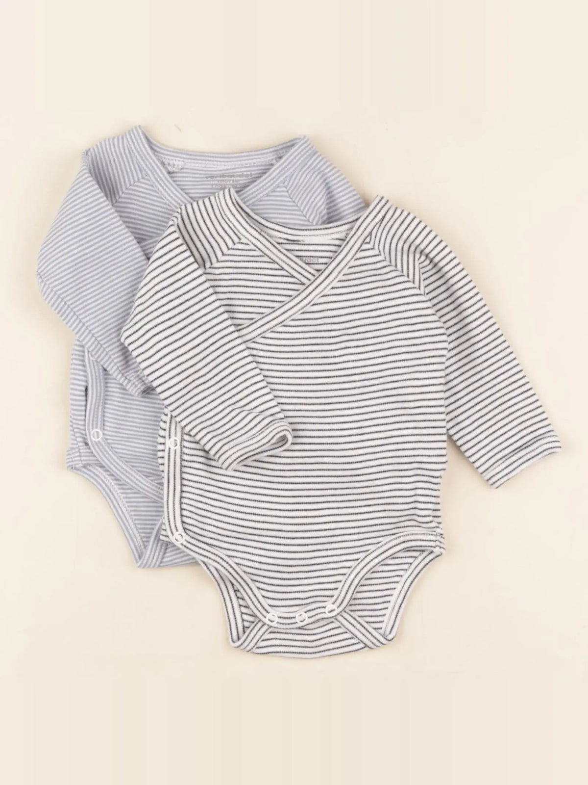 Vertbaudet - lot de 2 bodies en coton blanc, bleu - 3 mois
