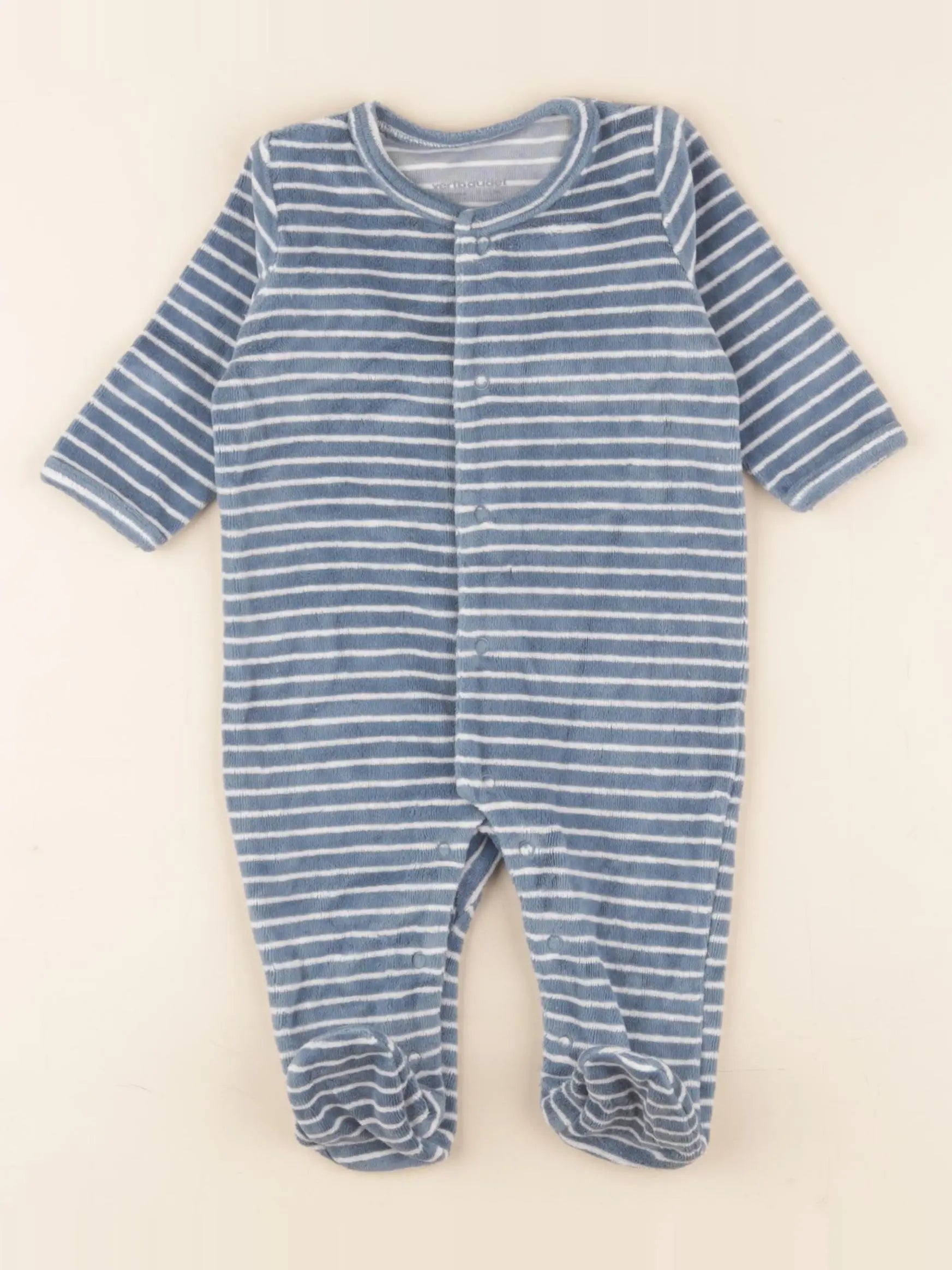 Vertbaudet - pyjama velours bleu - 3 mois