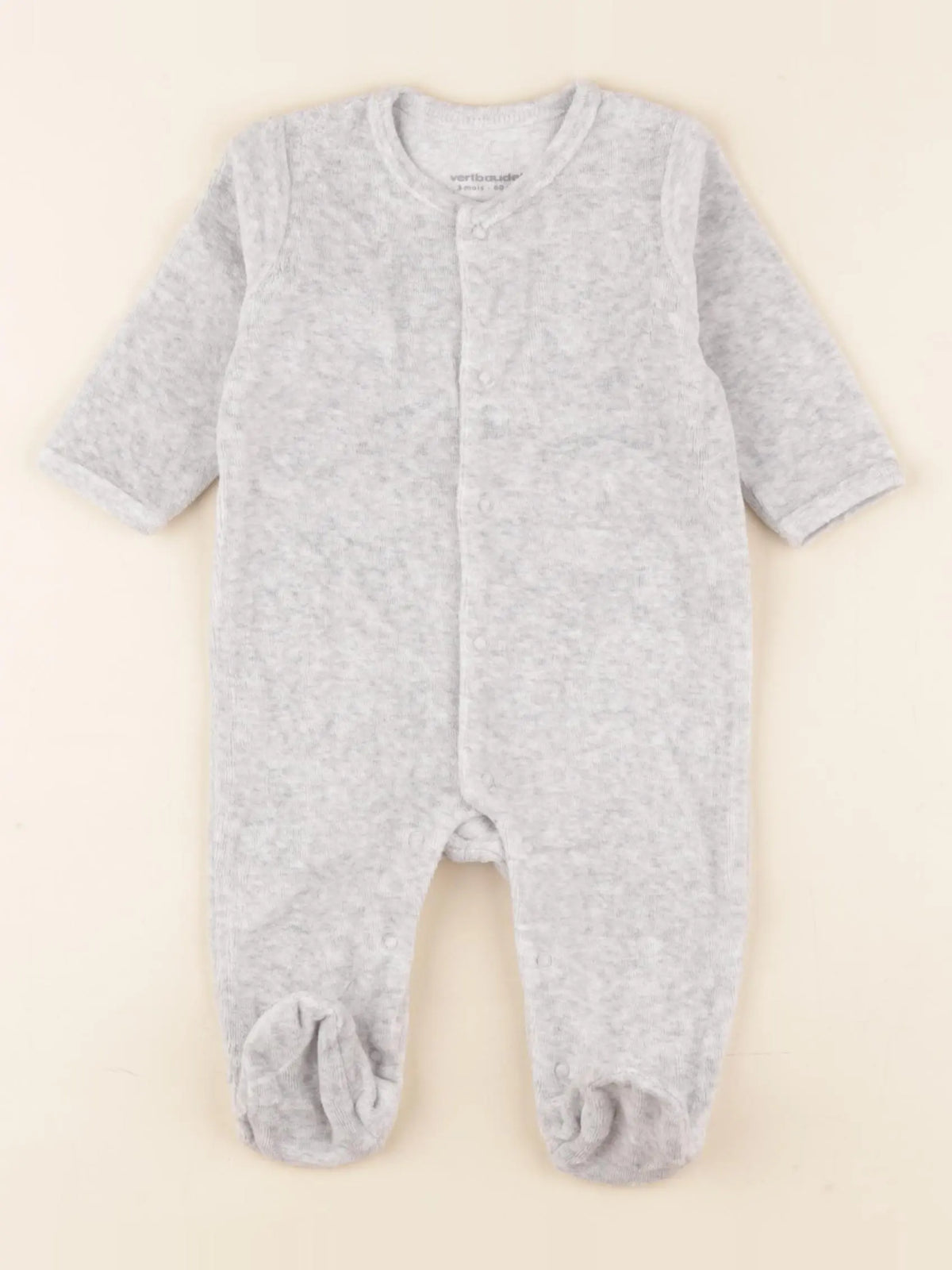 Vertbaudet - pyjama velours gris - 3 mois