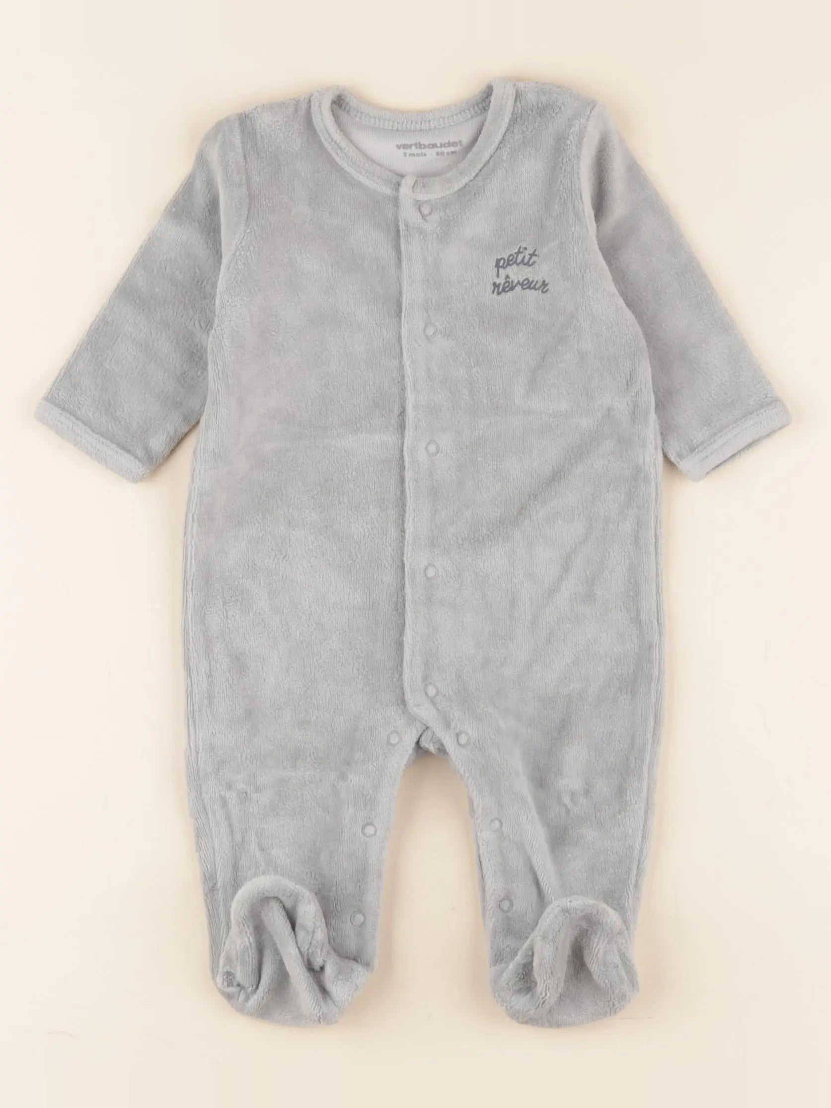 Vertbaudet - pyjama velours vert - 3 mois