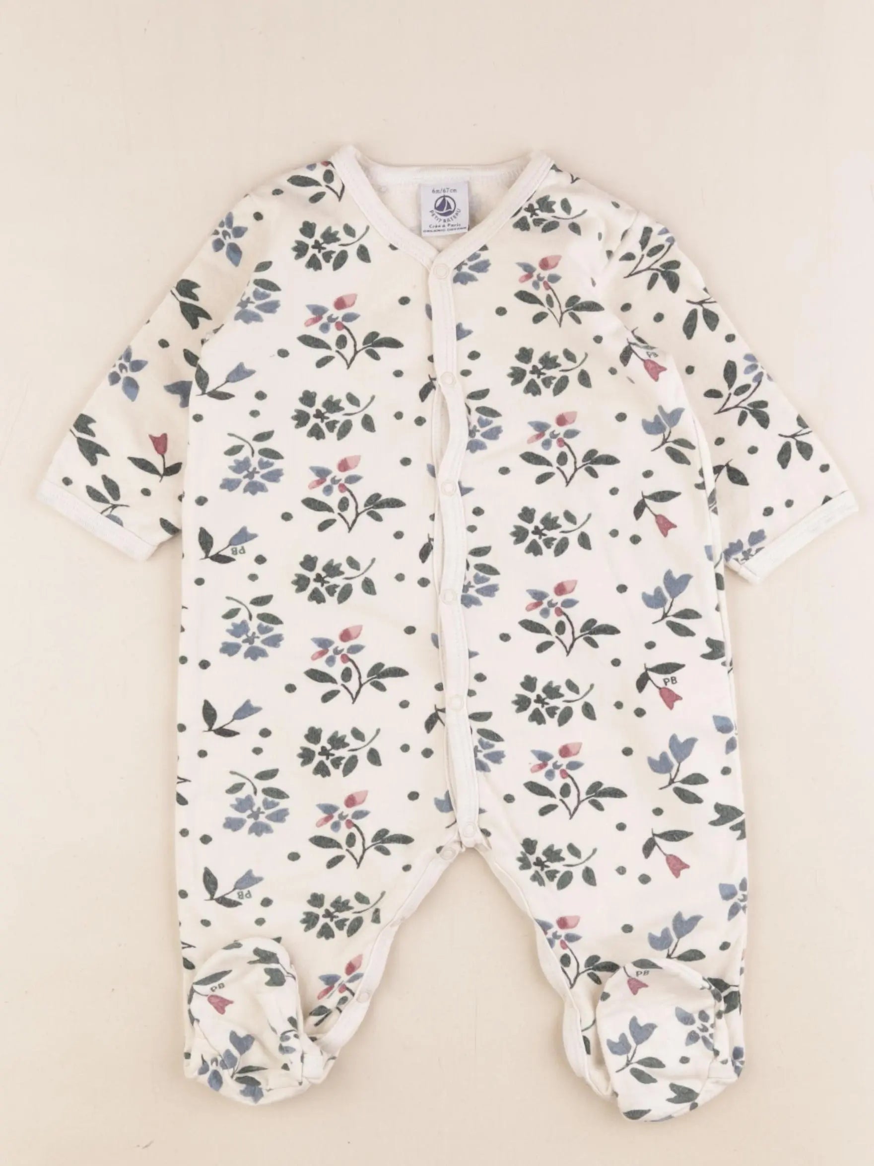 Petit Bateau - pyjama coton marron, multicolore - 6 mois