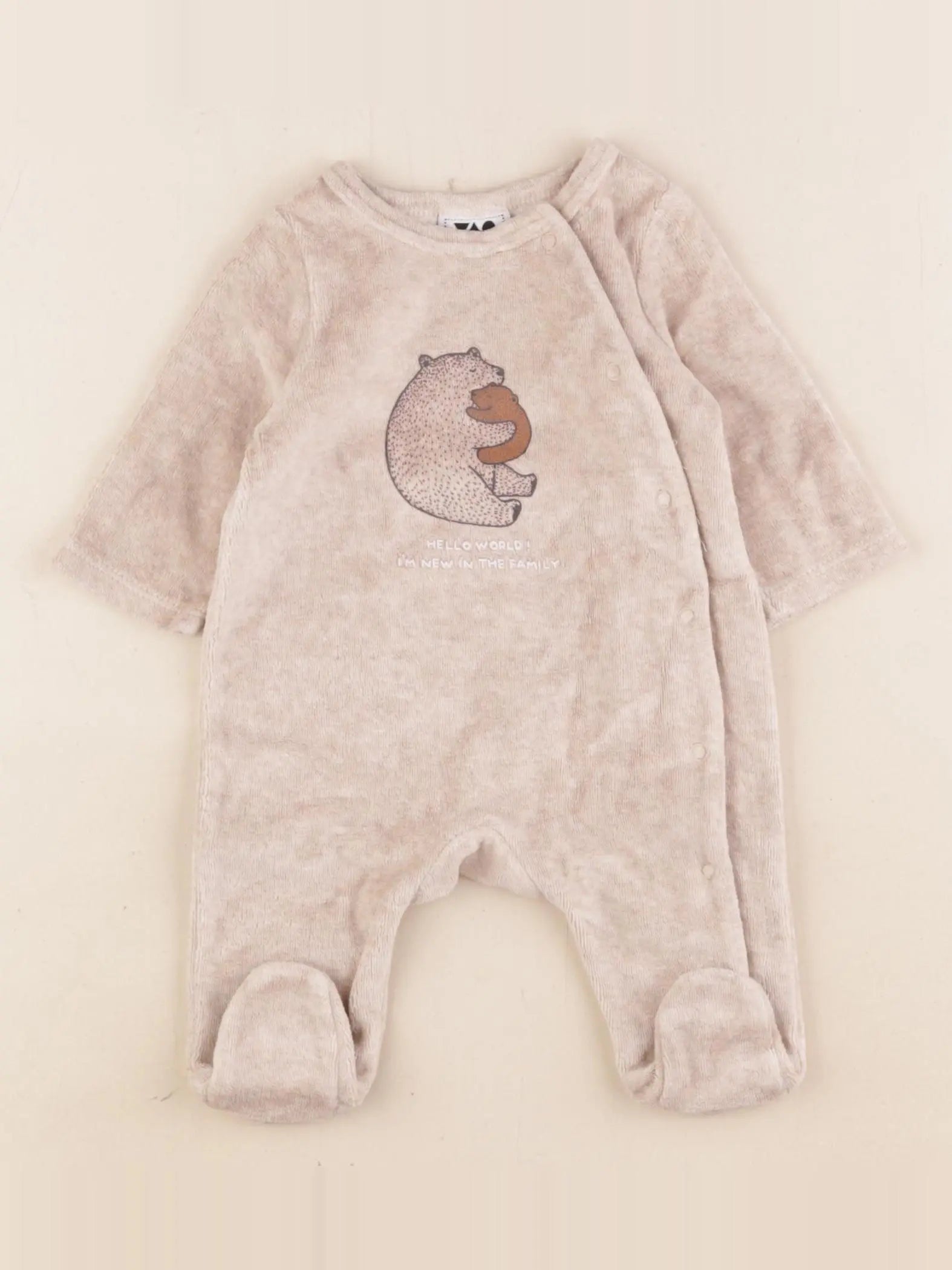 Tape à l'oeil - pyjama velours marron - 1 mois