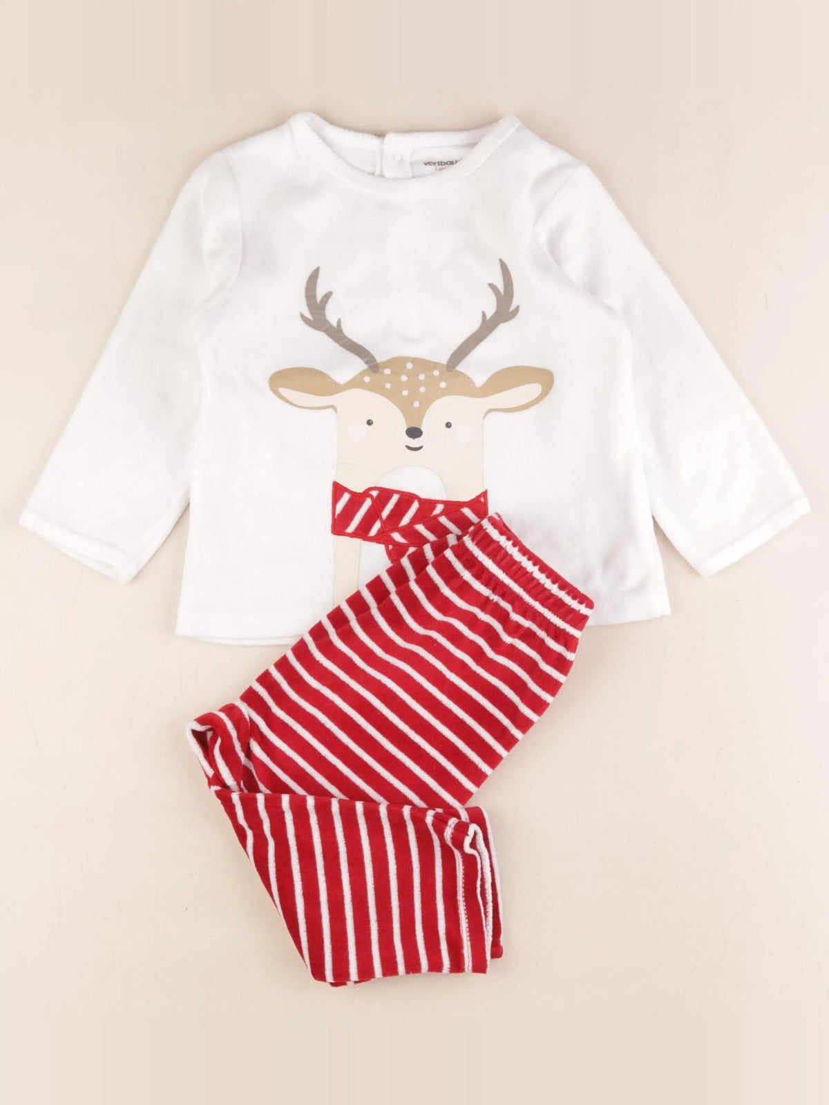 Vertbaudet - pyjama velours blanc, rouge - 2 ans