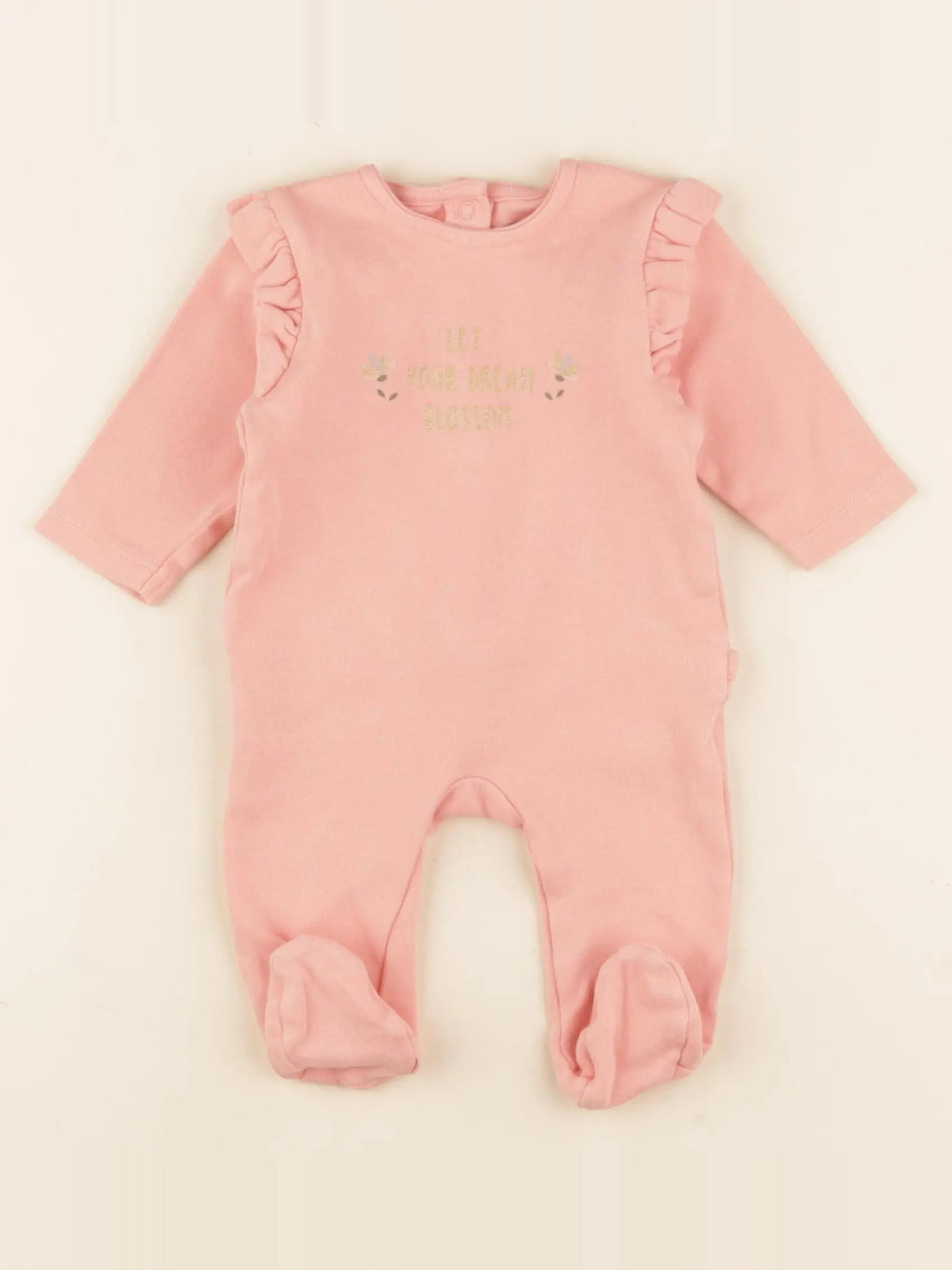 Vertbaudet - pyjama coton rose, or - 3 mois