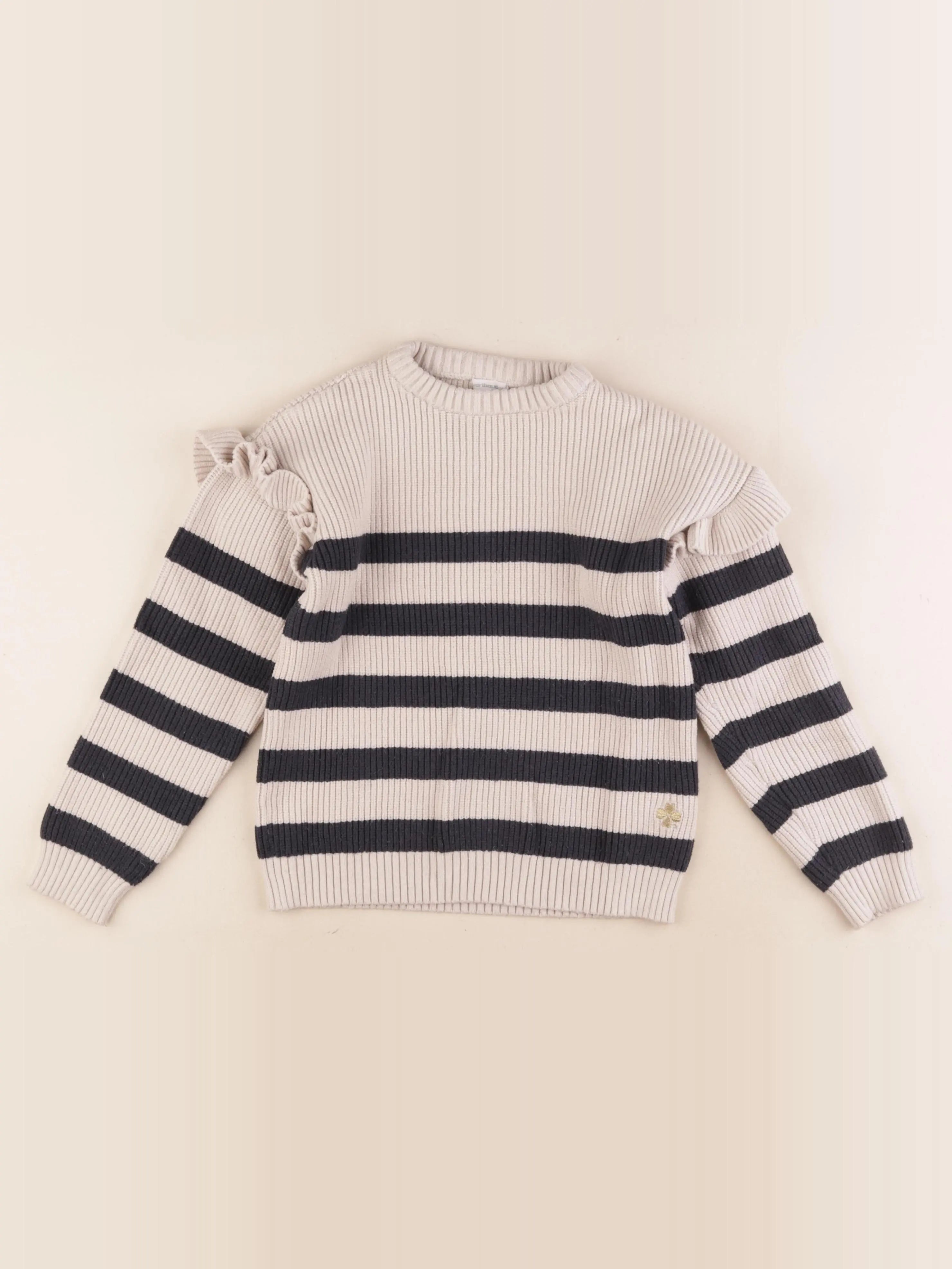 Vertbaudet - pull beige, bleu - 10 ans