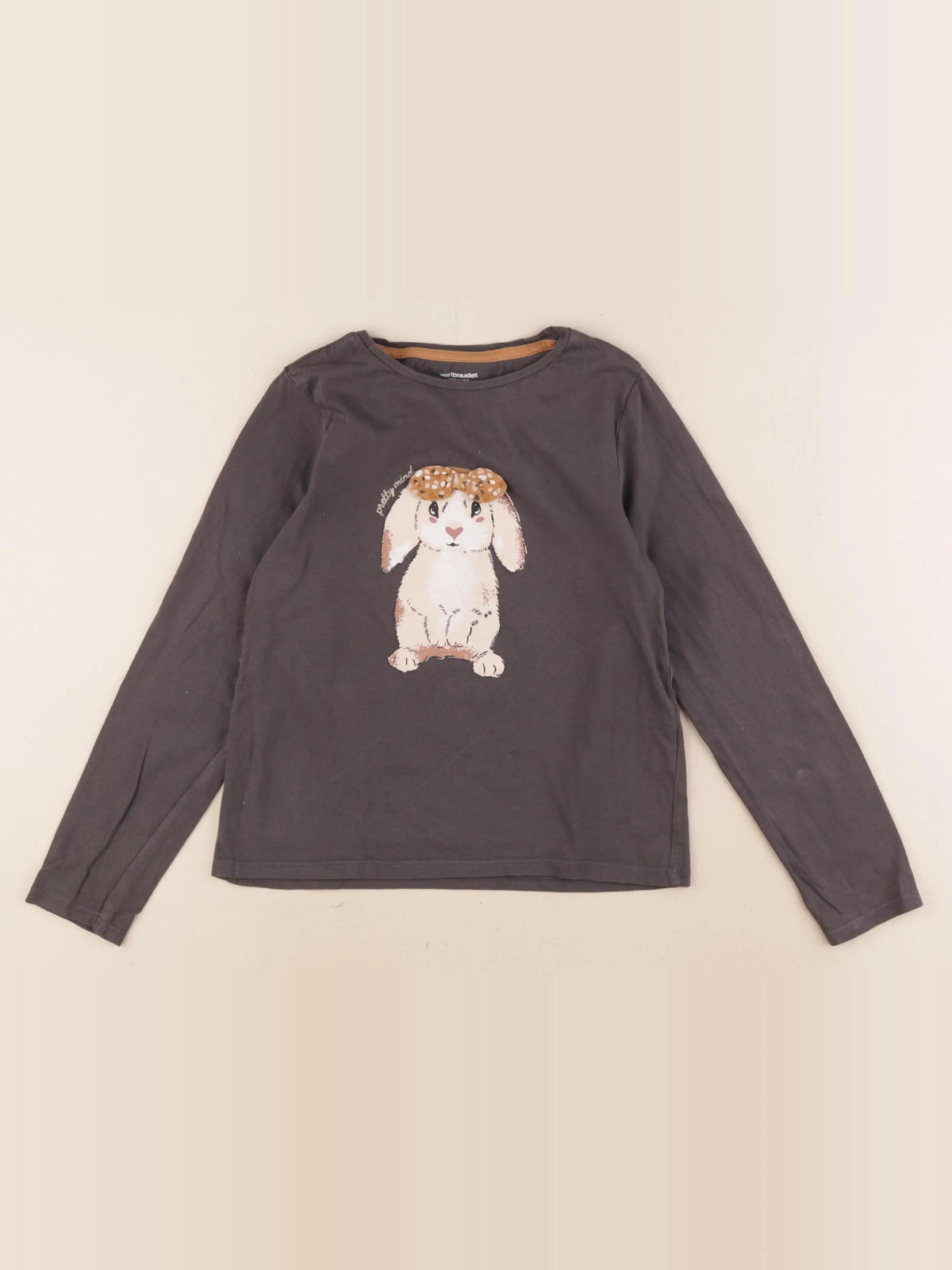 Vertbaudet - tee-shirt or, taupe - 8 ans