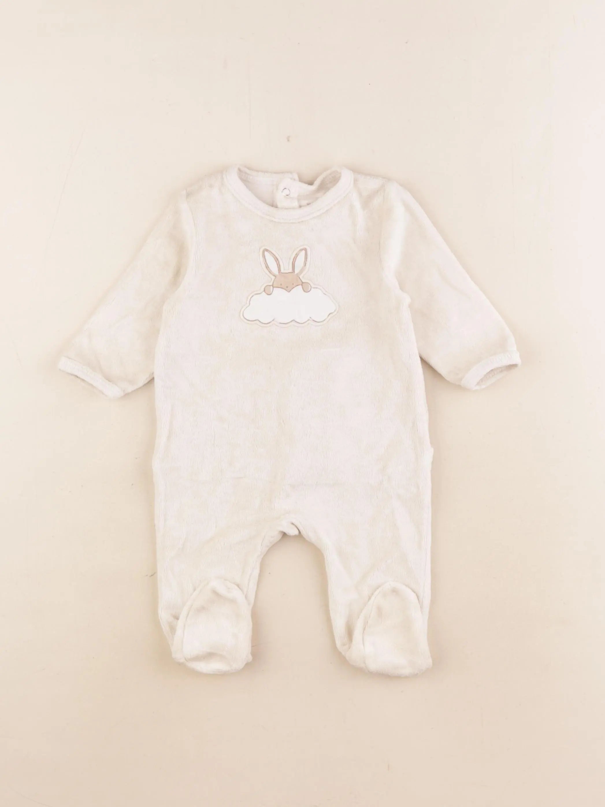 Vertbaudet - pyjama velours beige - 3 mois