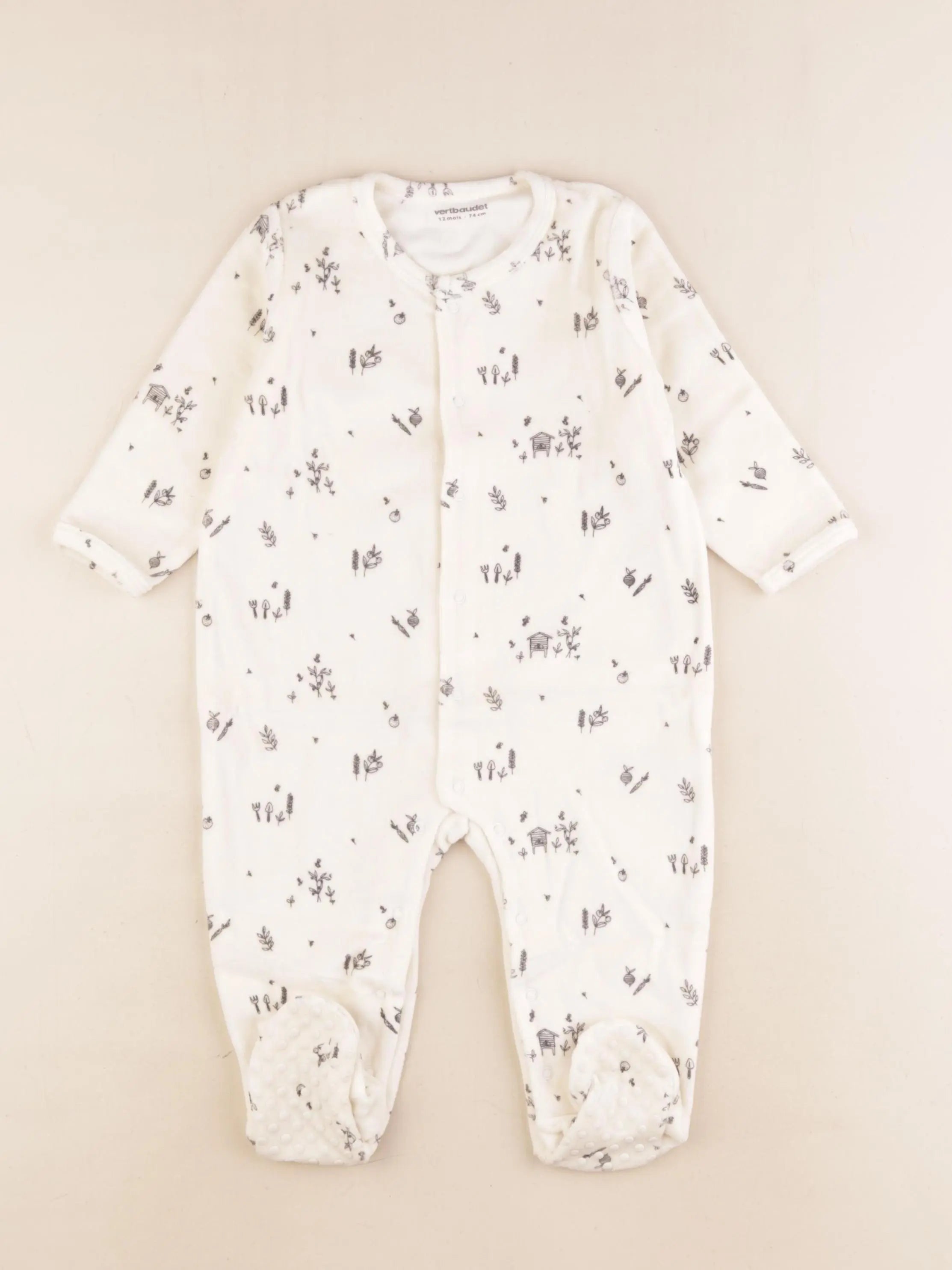 Vertbaudet - pyjama velours beige - 12 mois