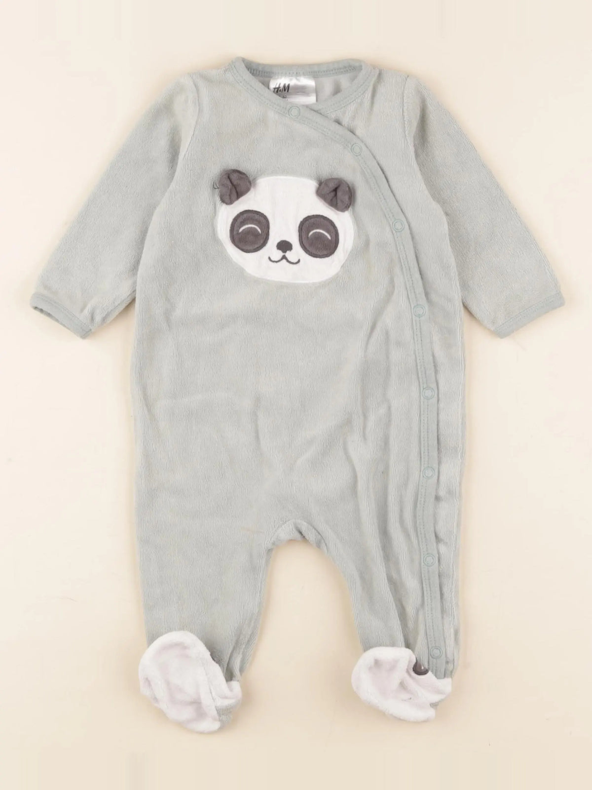 H&M - pyjama velours vert - 2/4 mois