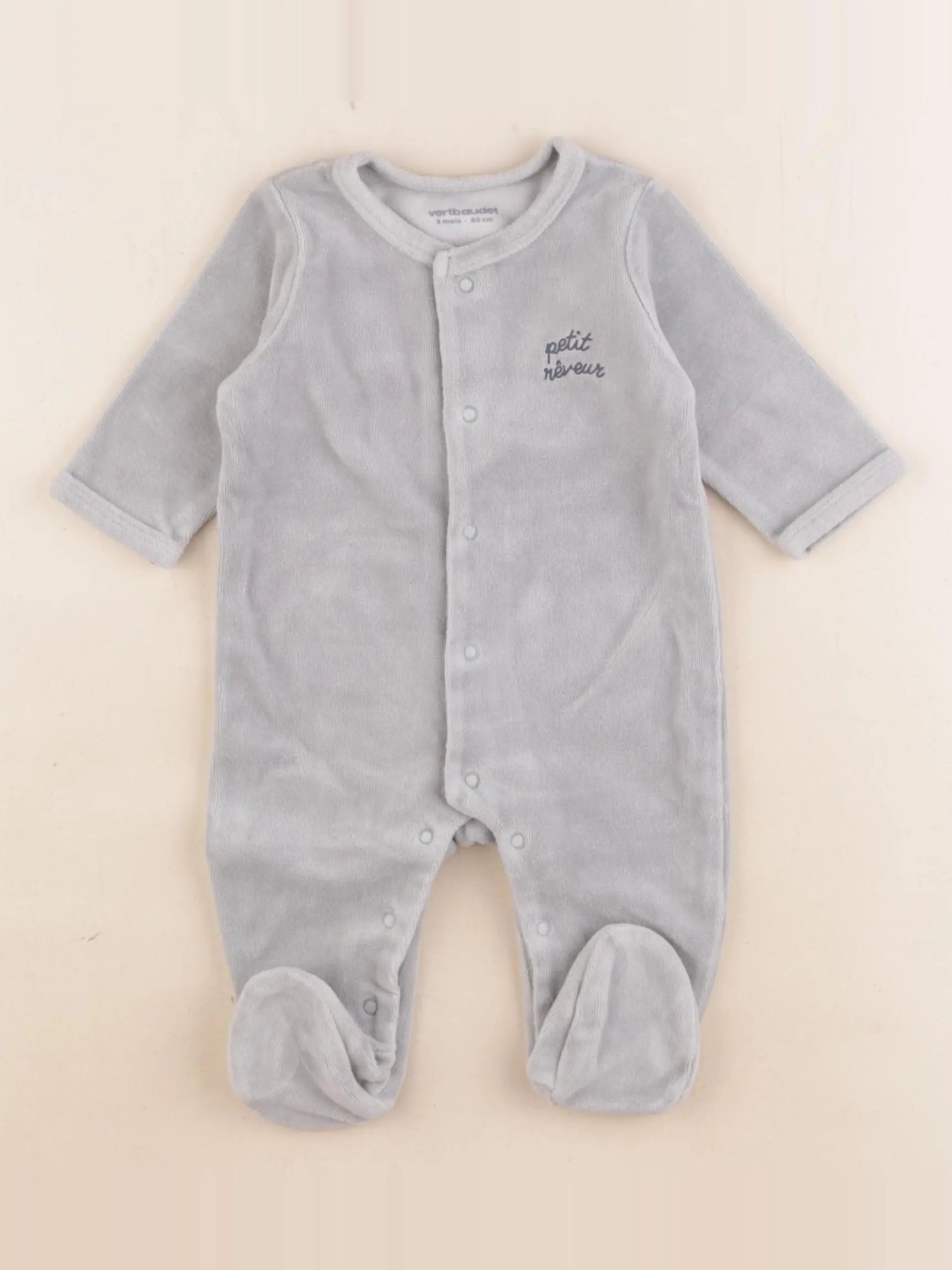 Vertbaudet - pyjama velours vert - 3 mois