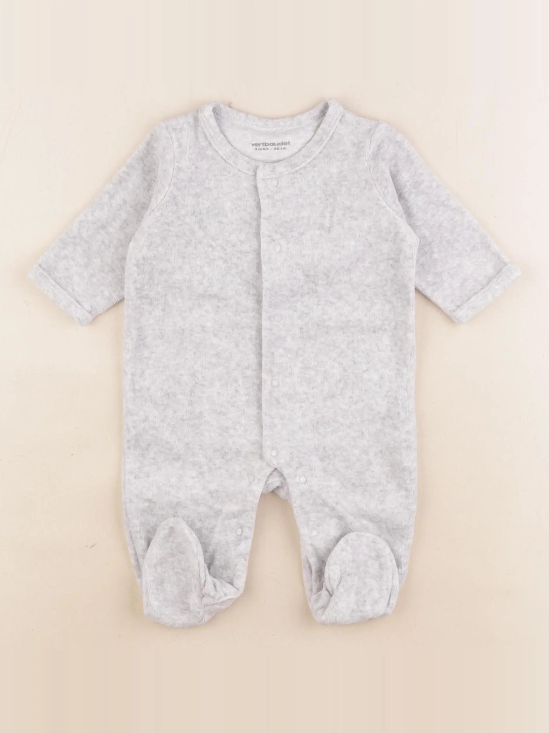 Vertbaudet - pyjama velours gris - 3 mois