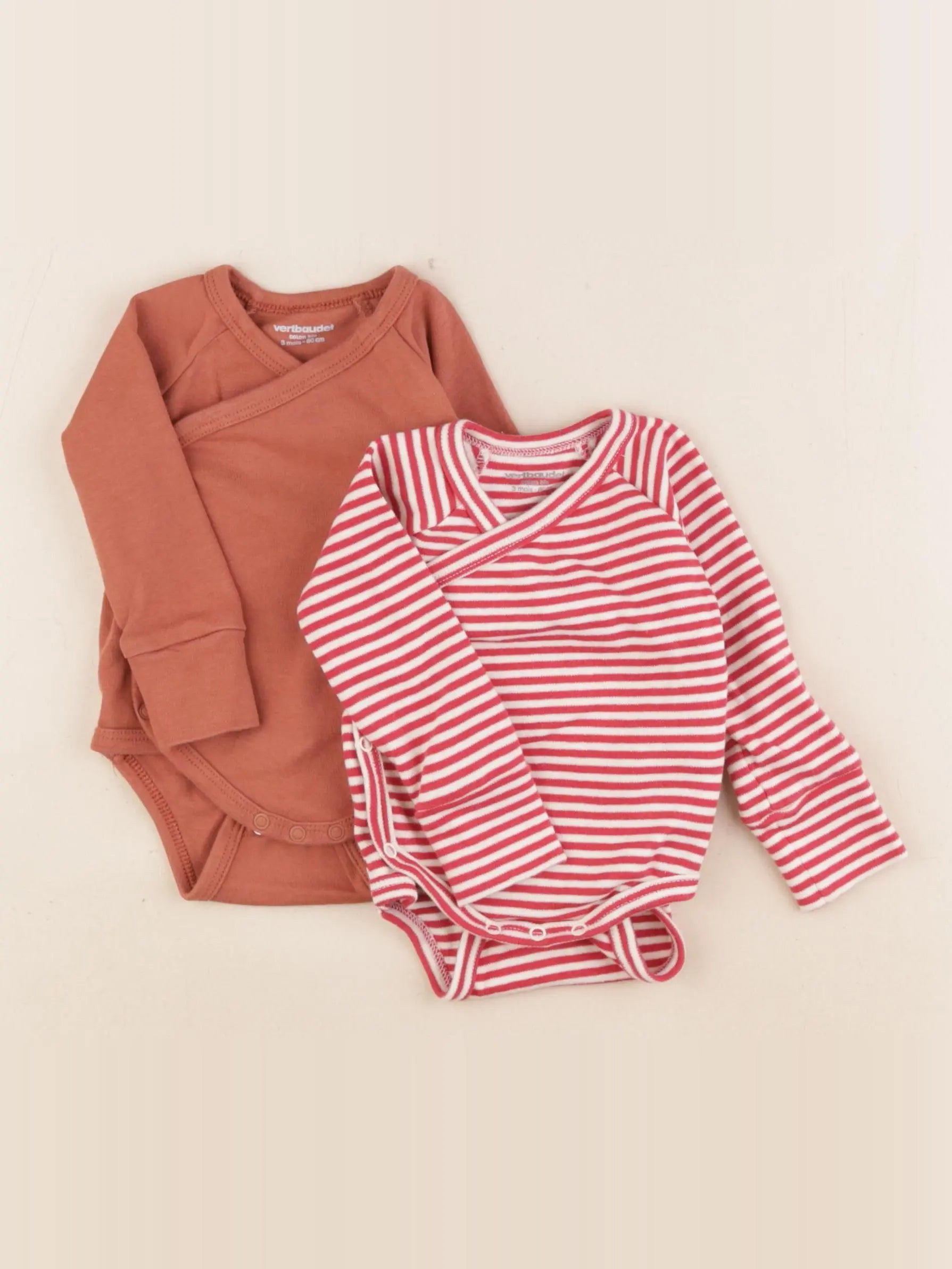 Vertbaudet - lot de 2 bodies en coton multicolore - 3 mois