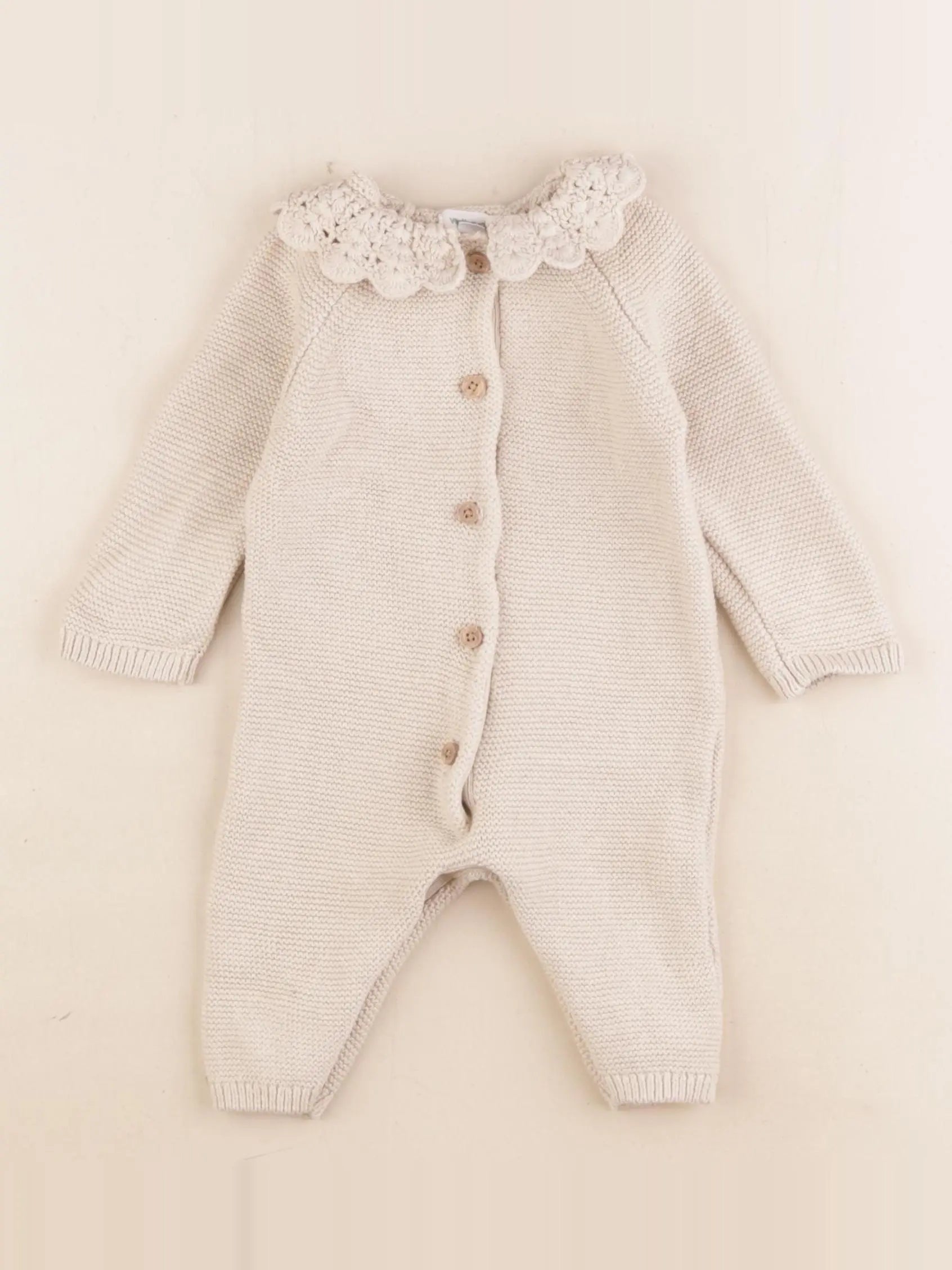 Vertbaudet - combinaison beige - 3 mois