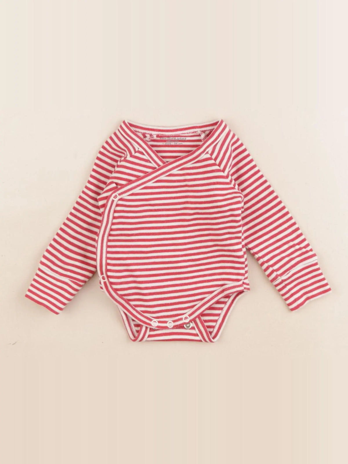 Vertbaudet - body rouge, blanc - 1 mois