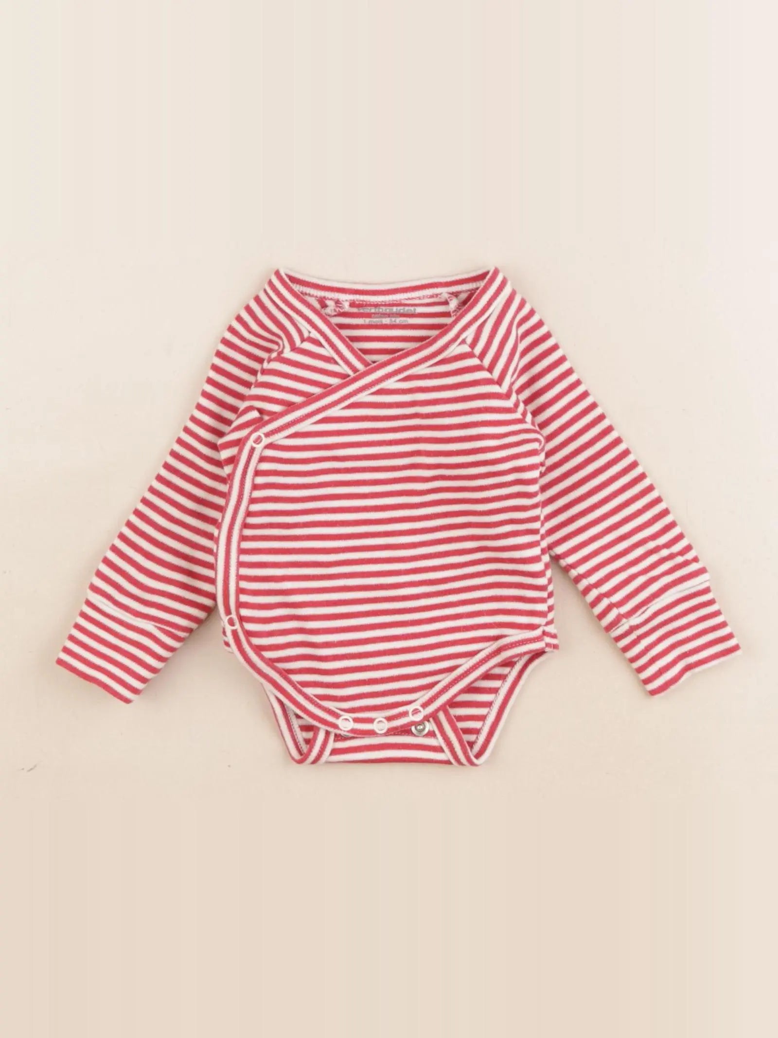 Vertbaudet - body rouge, blanc - 1 mois