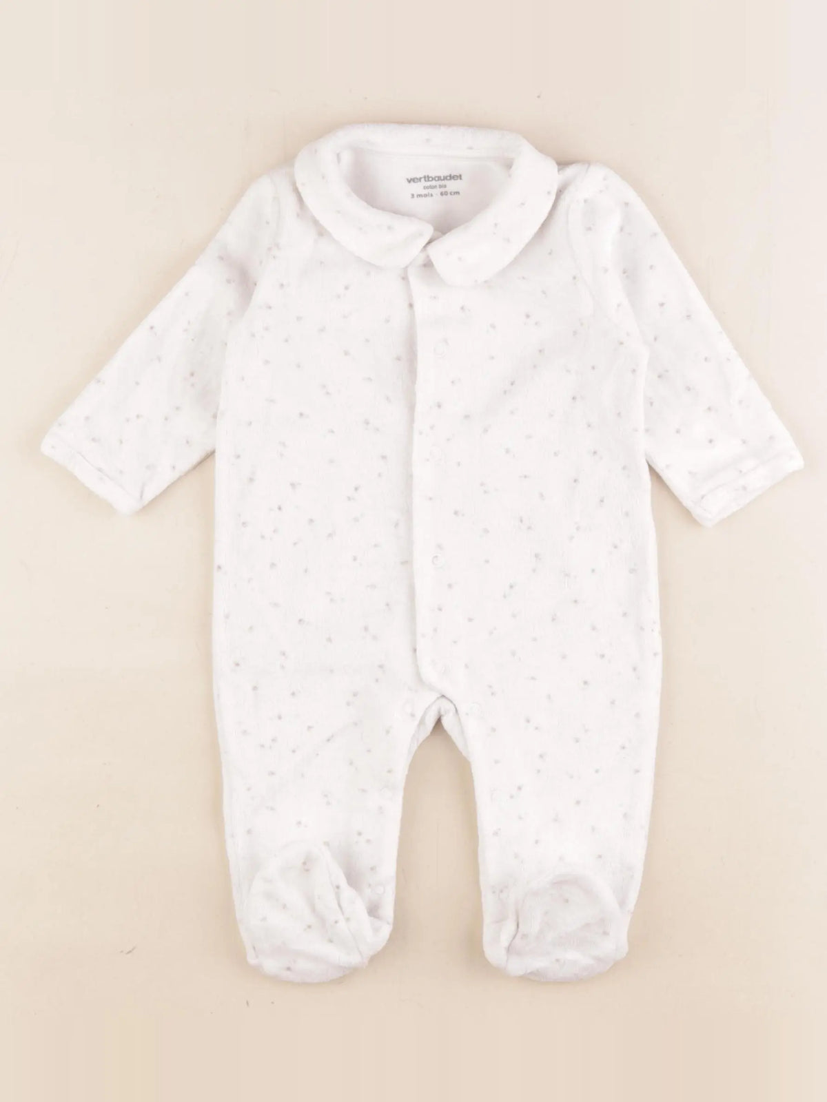 Vertbaudet - pyjama velours blanc - 3 mois